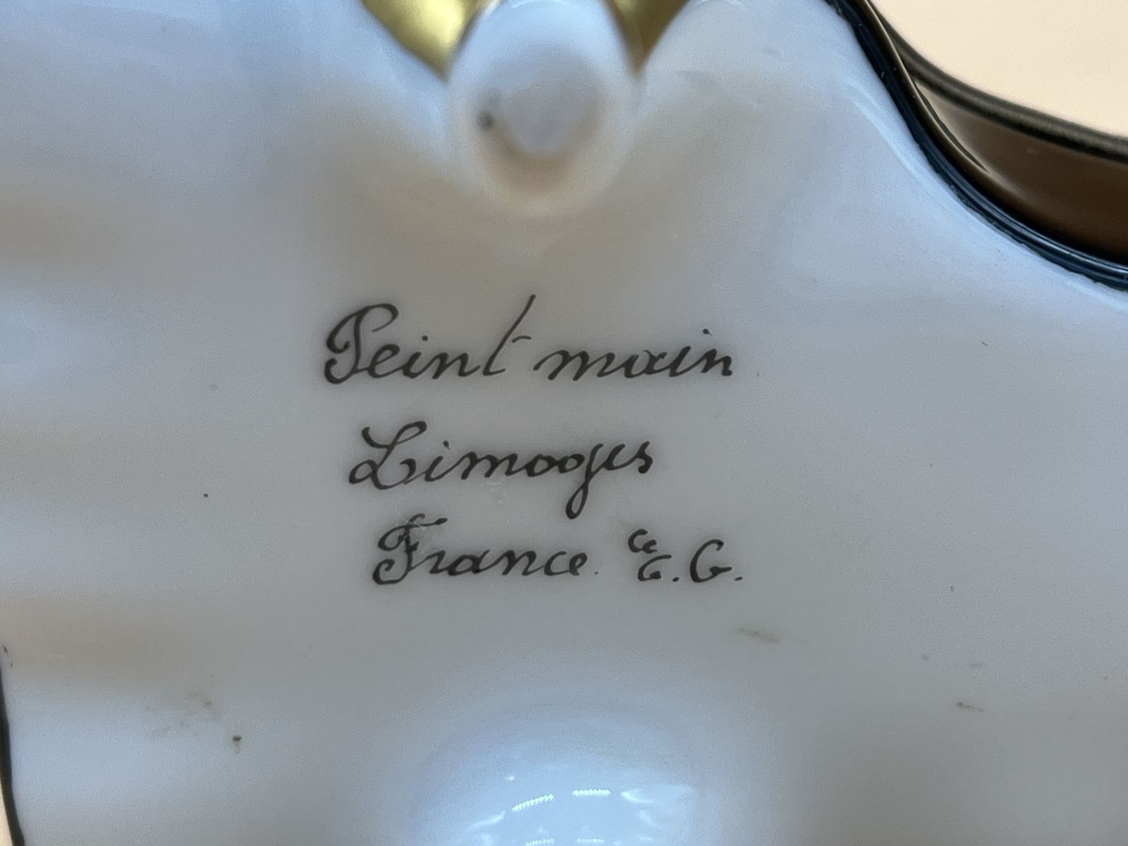 photo furniture Limoges Porcelain France Hinged Piano Hand Painted Black Trinket / Jewelry Box.