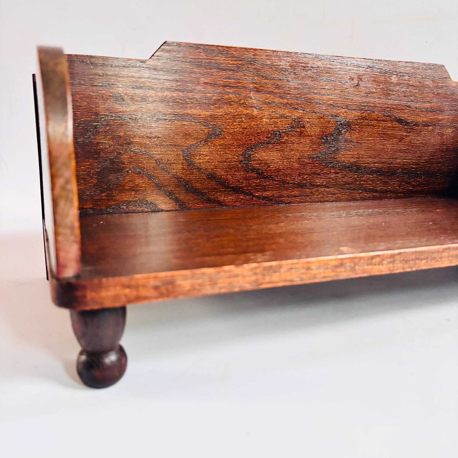 photo buy Antique Oak Book Trough, Edwardian Desk Organizer, C.1910