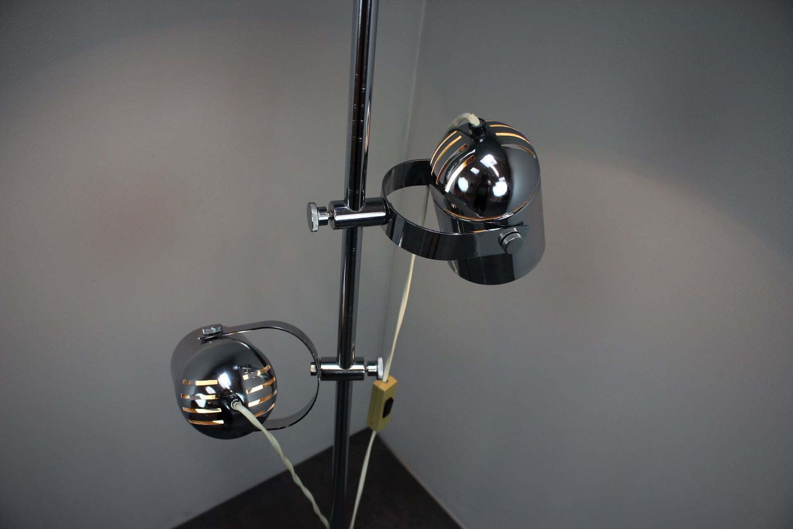 Verlichting Stanislav Indra Chromen Verstelbare Dubbele Spotlight Vloerlamp, Tsjecho-Slowakije photo