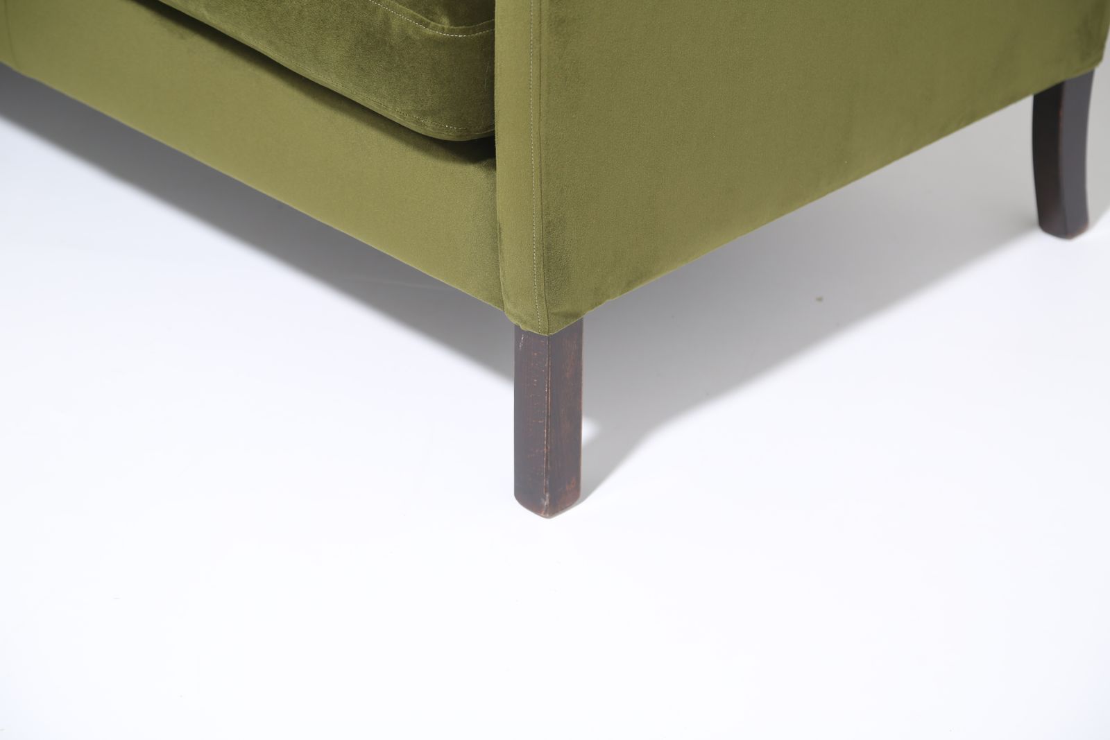 Vintage Danish Moss Green Velvet Three Seat Sofa By George Thams For Vejen Polstermøbelfabrik, 1960s. photo vintage