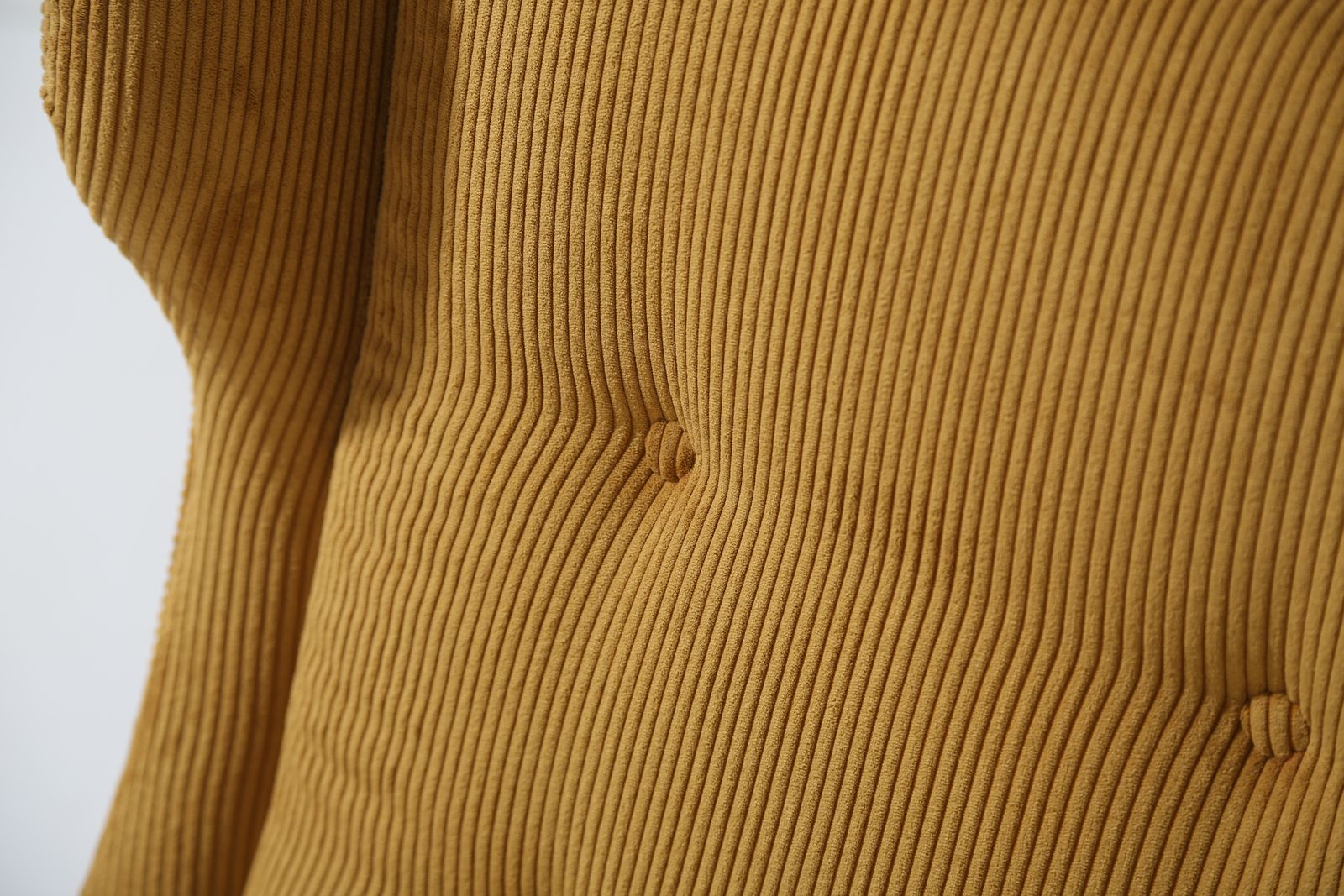 Vintage Danish Mustard Gold Corduroy Wingback Lounge Chair, 1960s. photo vinterior