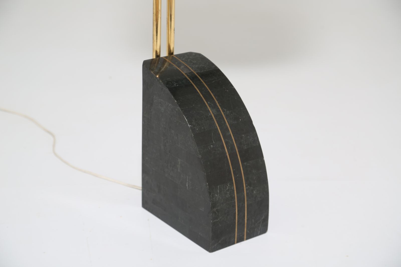 Mid Century Modern Italian Brass & Black Marble Arch Floor Lamp, 1970s. photo Lighting