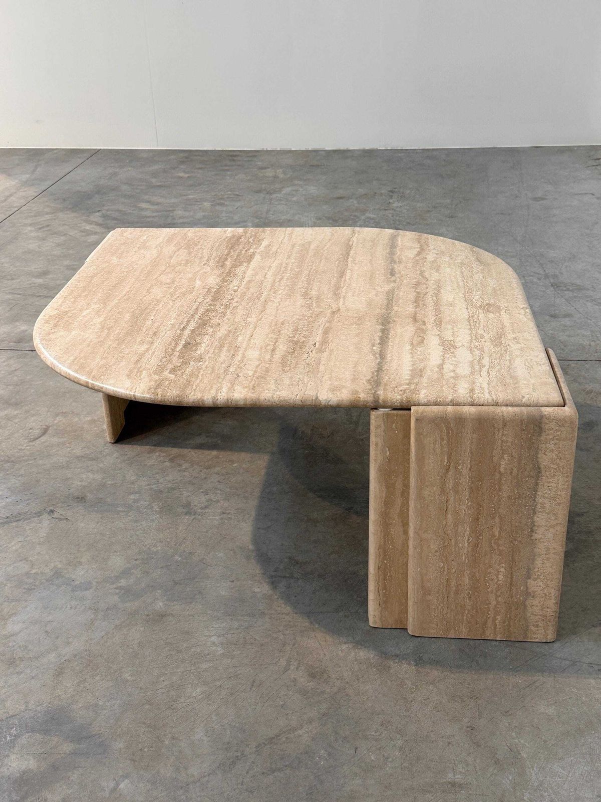 Italian Travertine Sculptural Eye Shaped Coffee Table, 1980s photo furniture