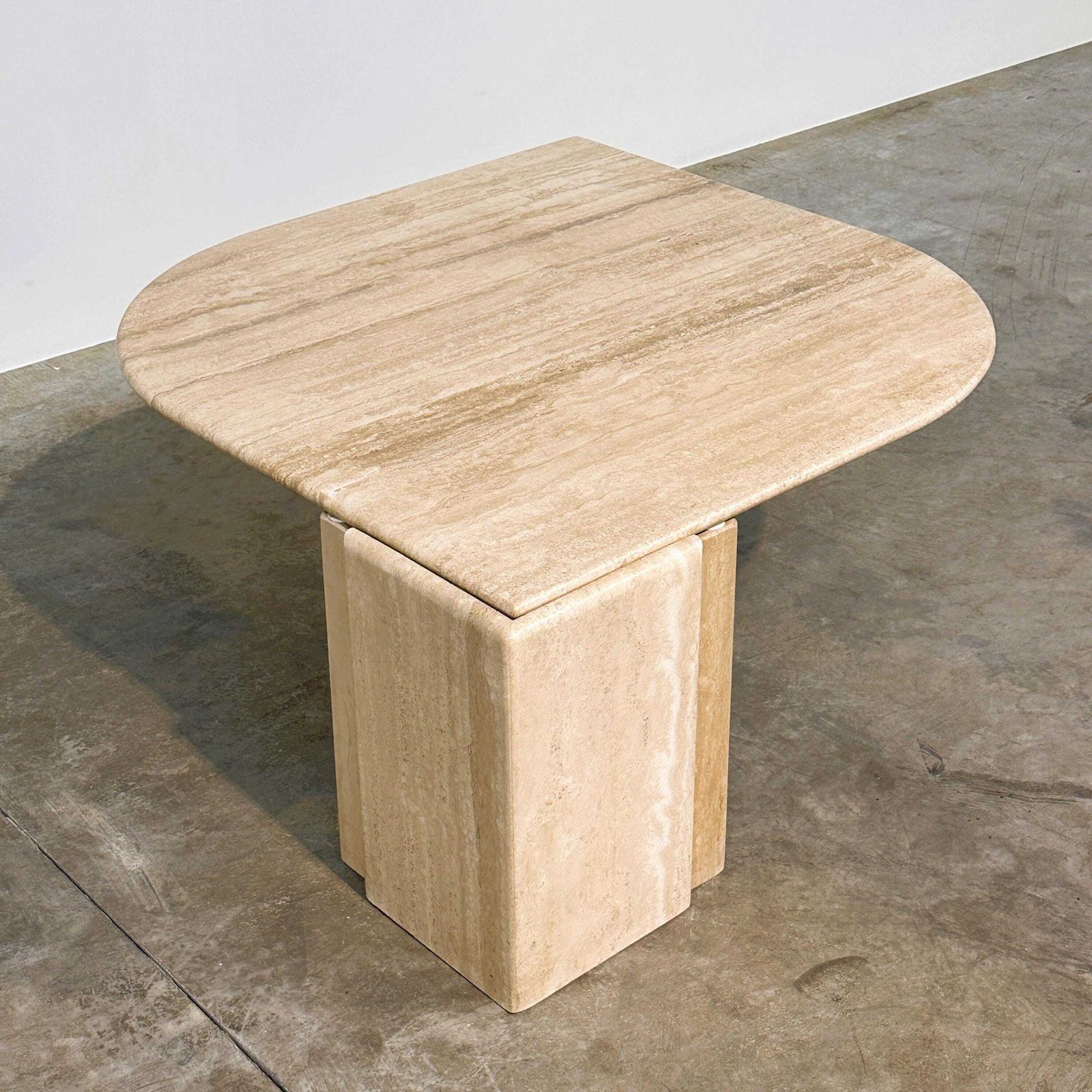 Italian Travertine Sculptural Eye Shaped Coffee Table, 1980s photo Furniture