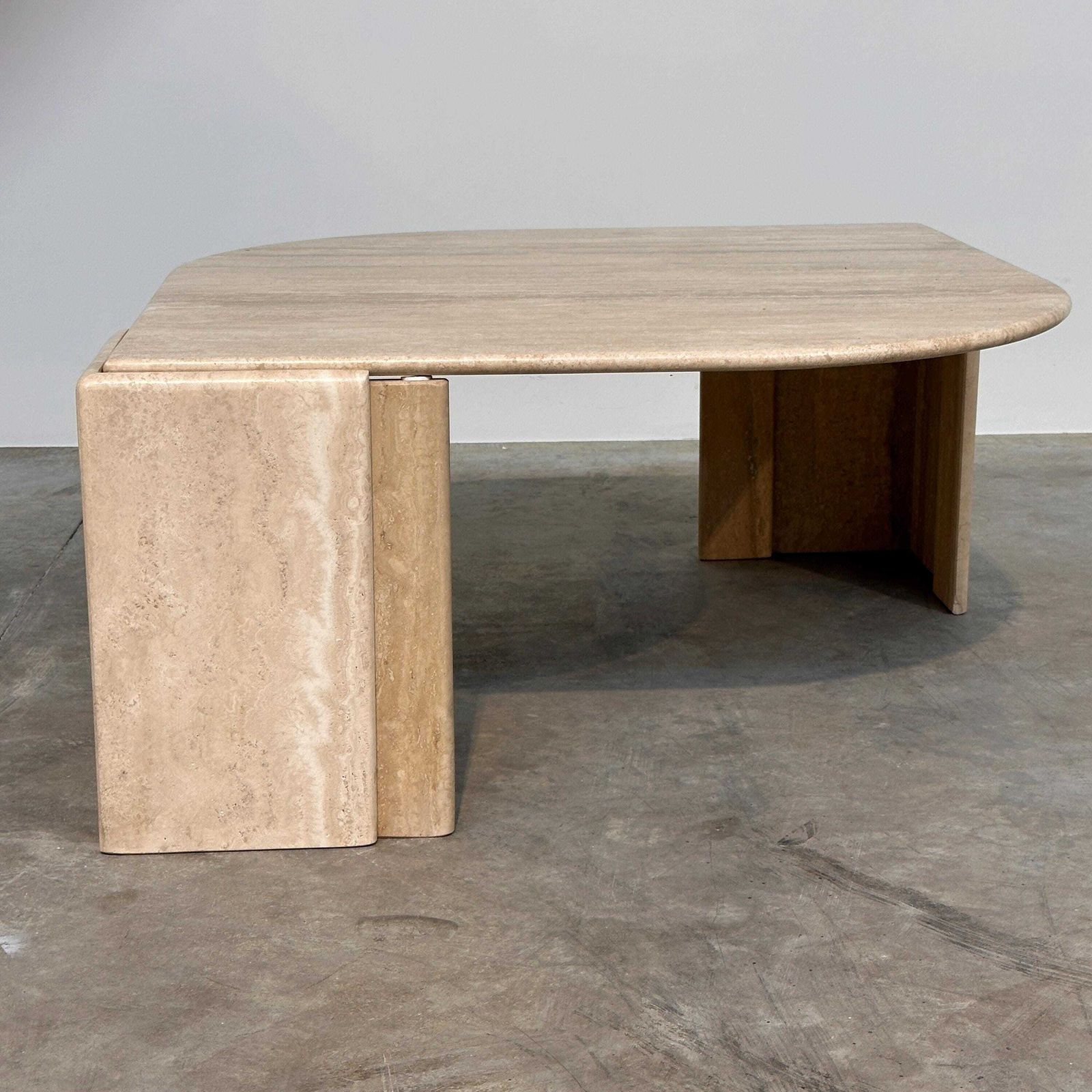 Italian Travertine Sculptural Eye Shaped Coffee Table, 1980s photo 1208.0