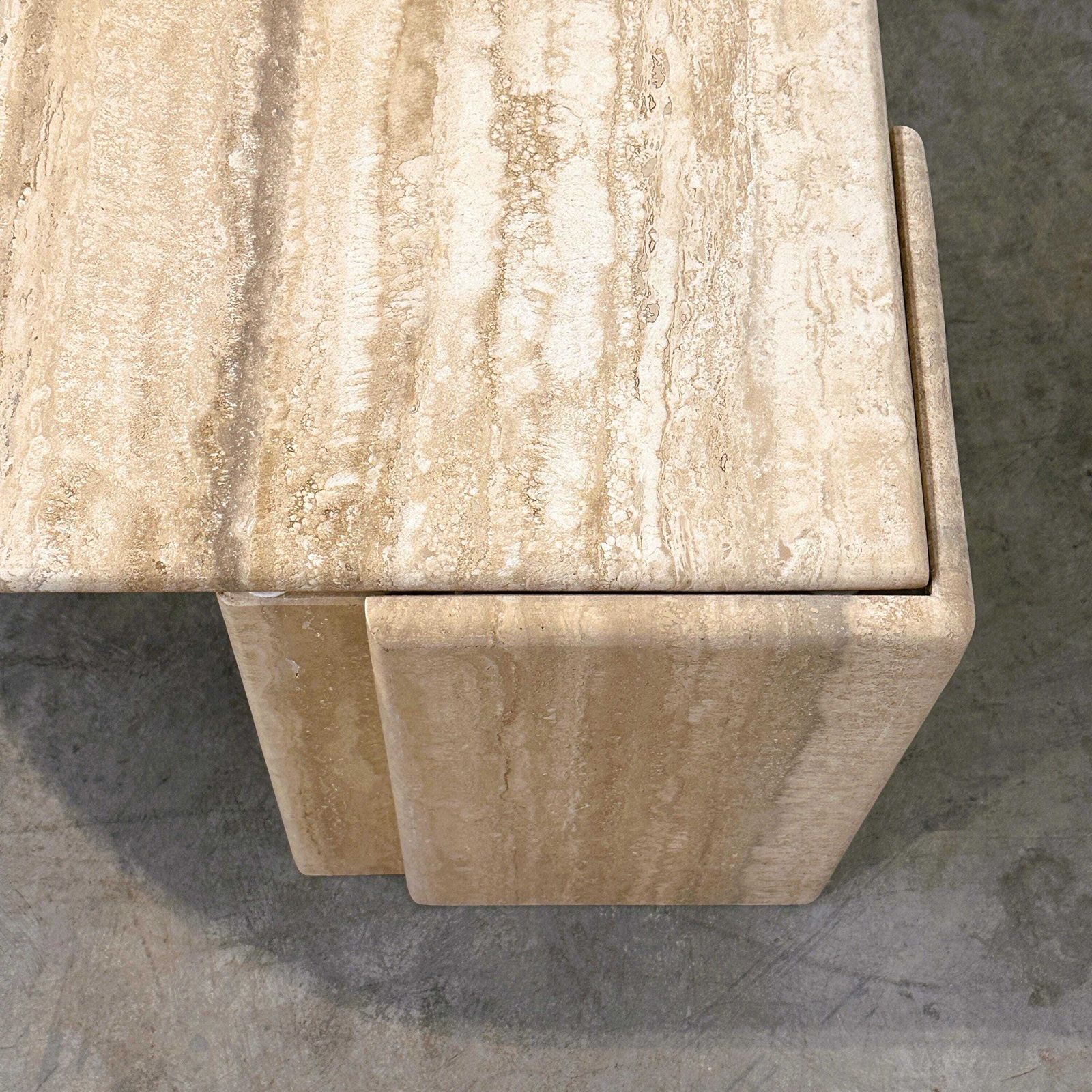 Italian Travertine Sculptural Eye Shaped Coffee Table, 1980s photo vinterior