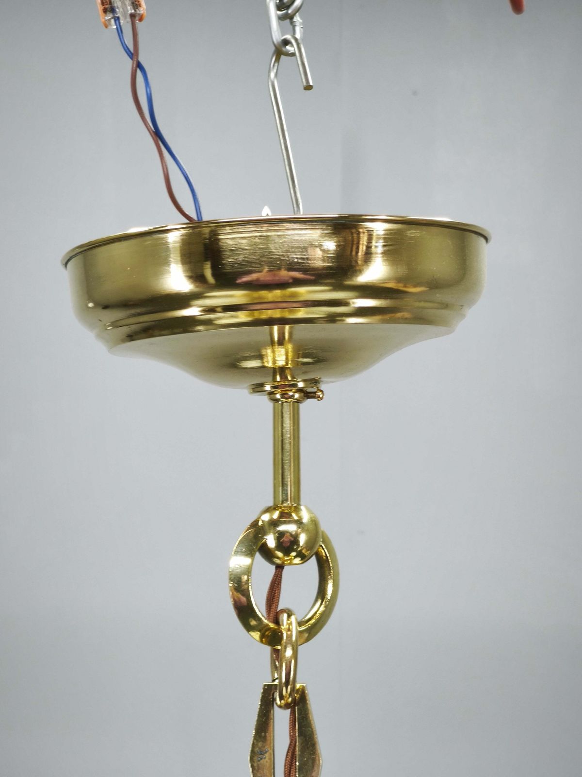 photo for sale Lustre Art déco tchèque en laiton et verre opalin, années 1920