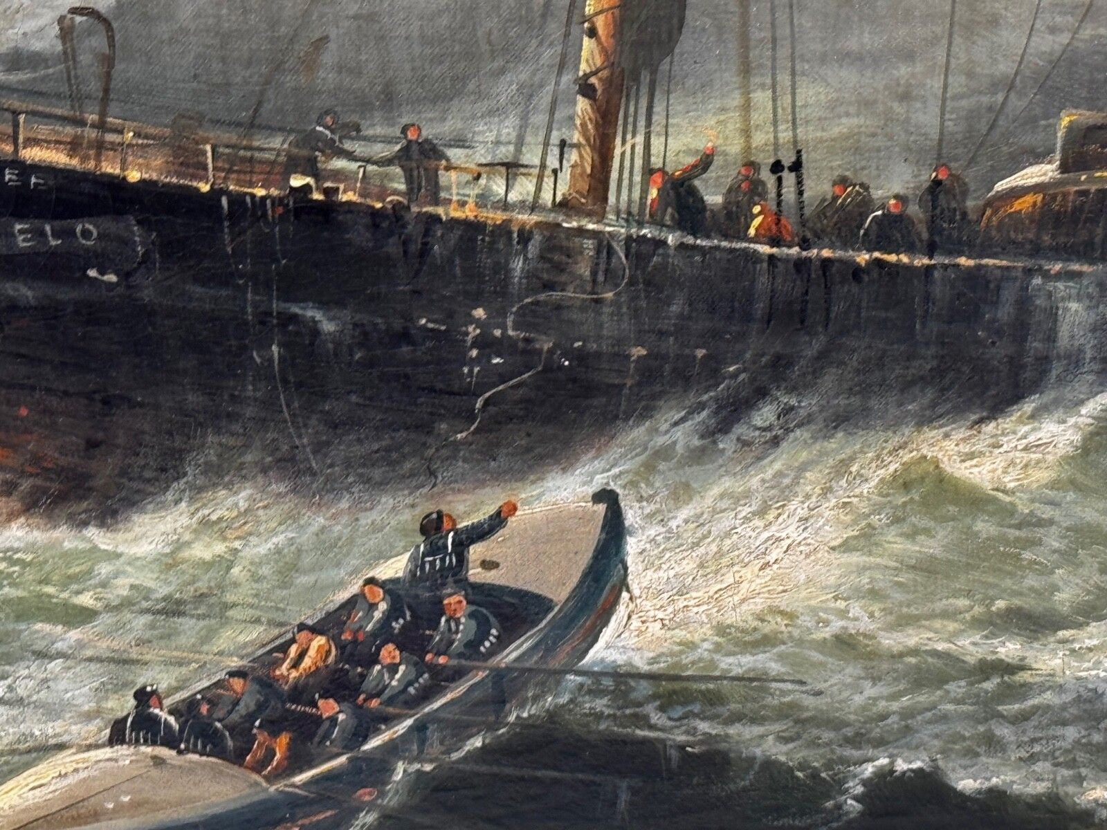 Large Victorian Marine Oil Painting William Broome Dundee Ship Rnli Rescue C1890 photo vinterior