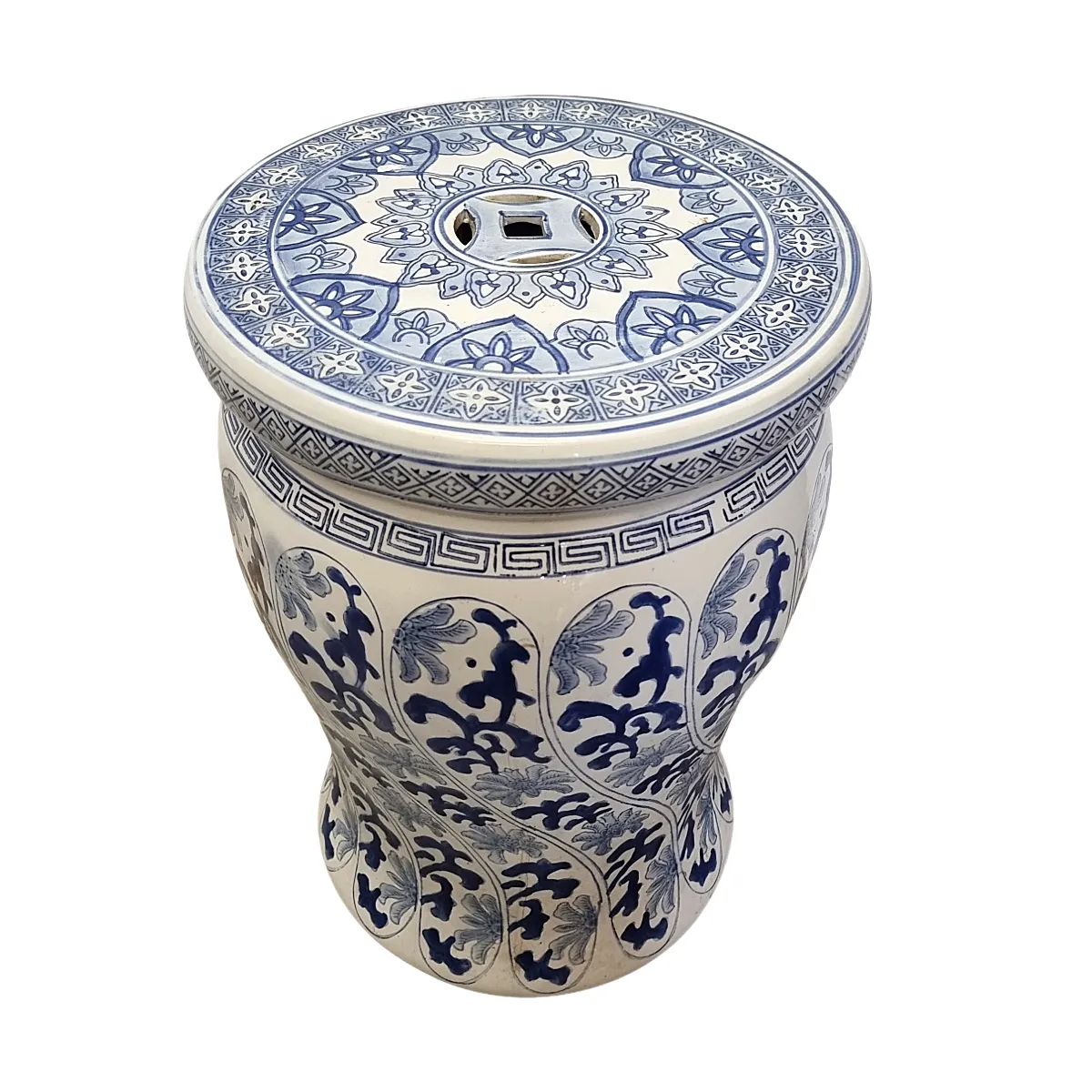 Chinese keramieke tuinkruk met blauw-witdecoratie photo for sale
