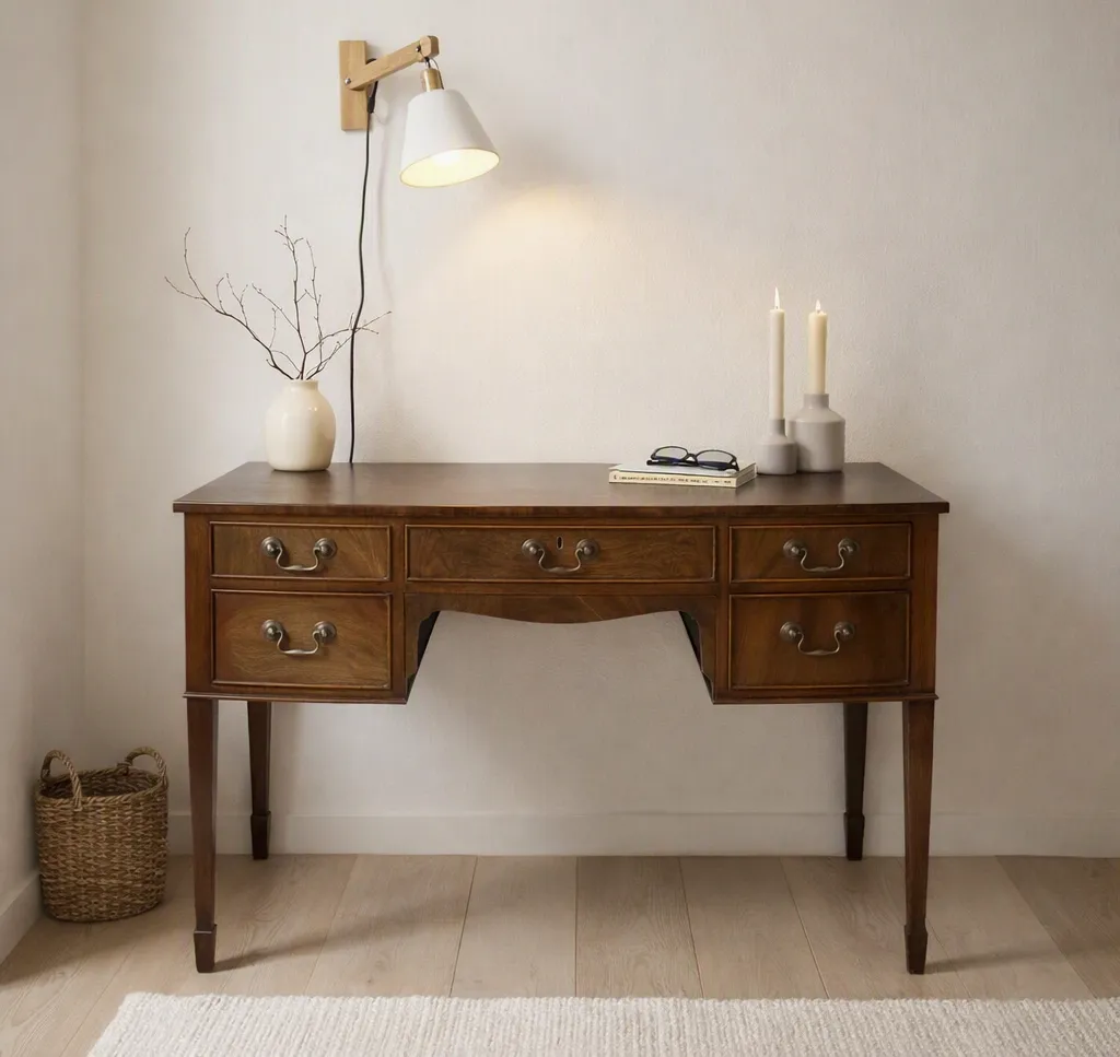 Vintage Hall Table With 5 Drawers