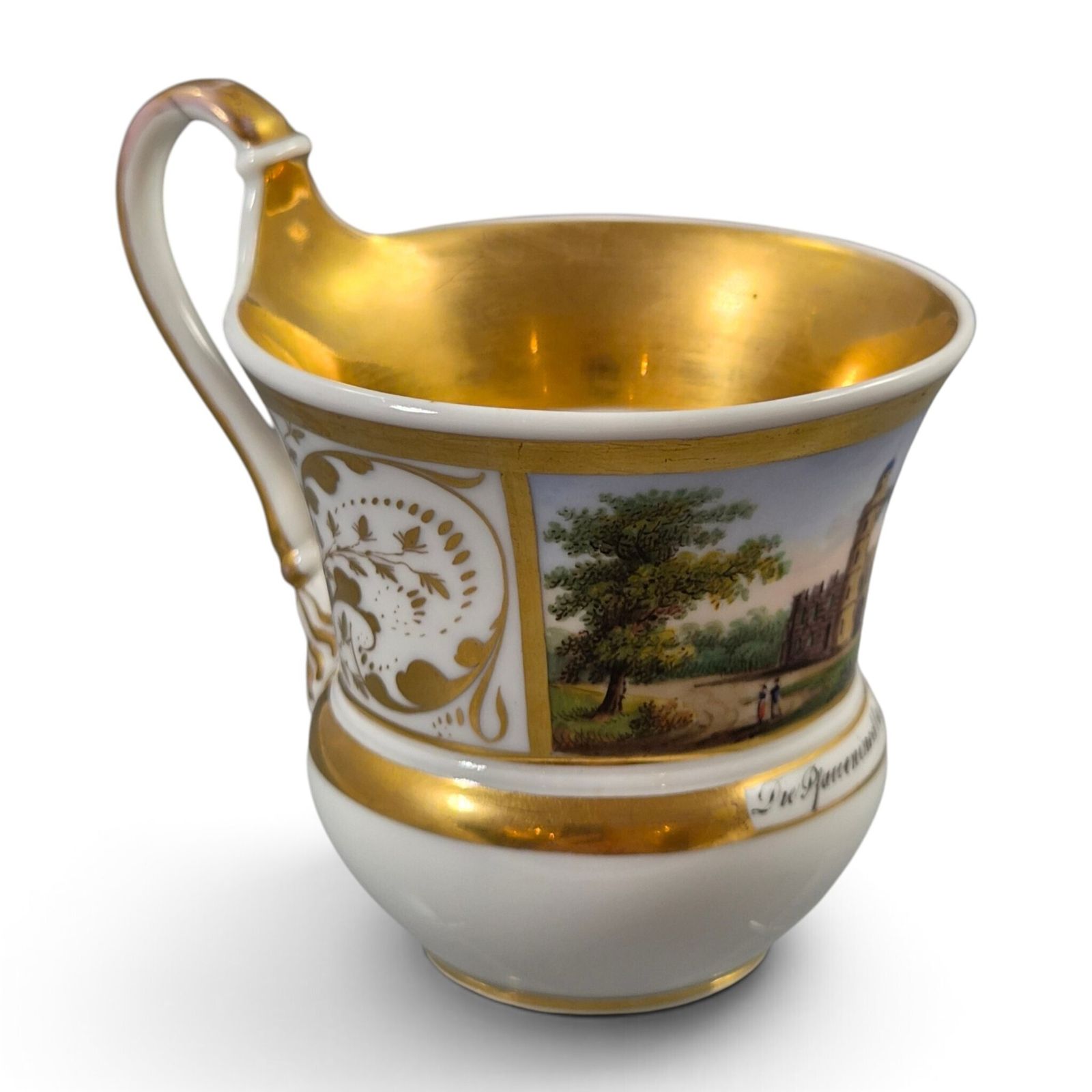 Royal Kpm Berlin Porcelain Tea Cup With Peacock Island View, C.1840