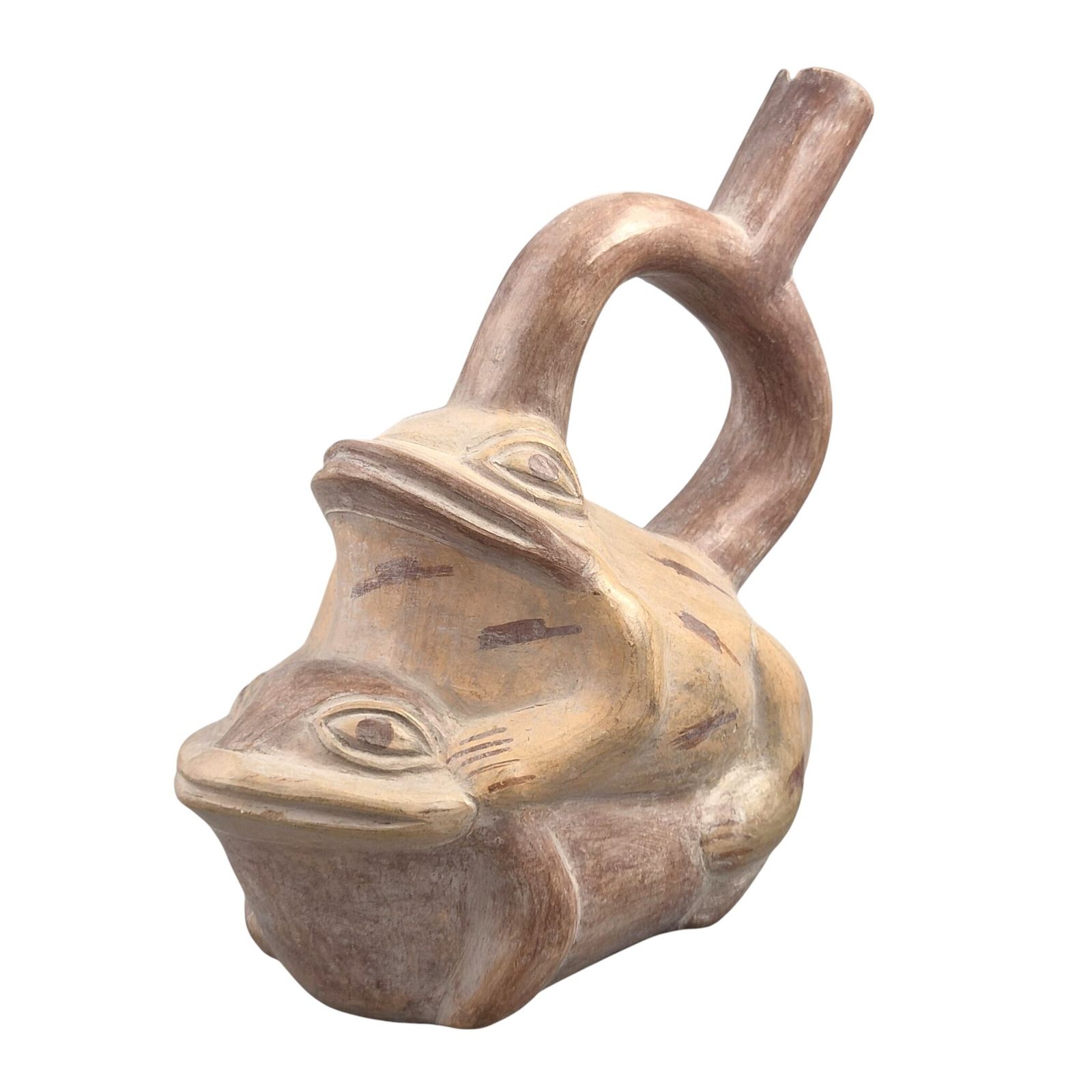 Pre-Columbiaans Moche terracottavat met parende kikkers, meer dan 2000 jaar oud photo vintage