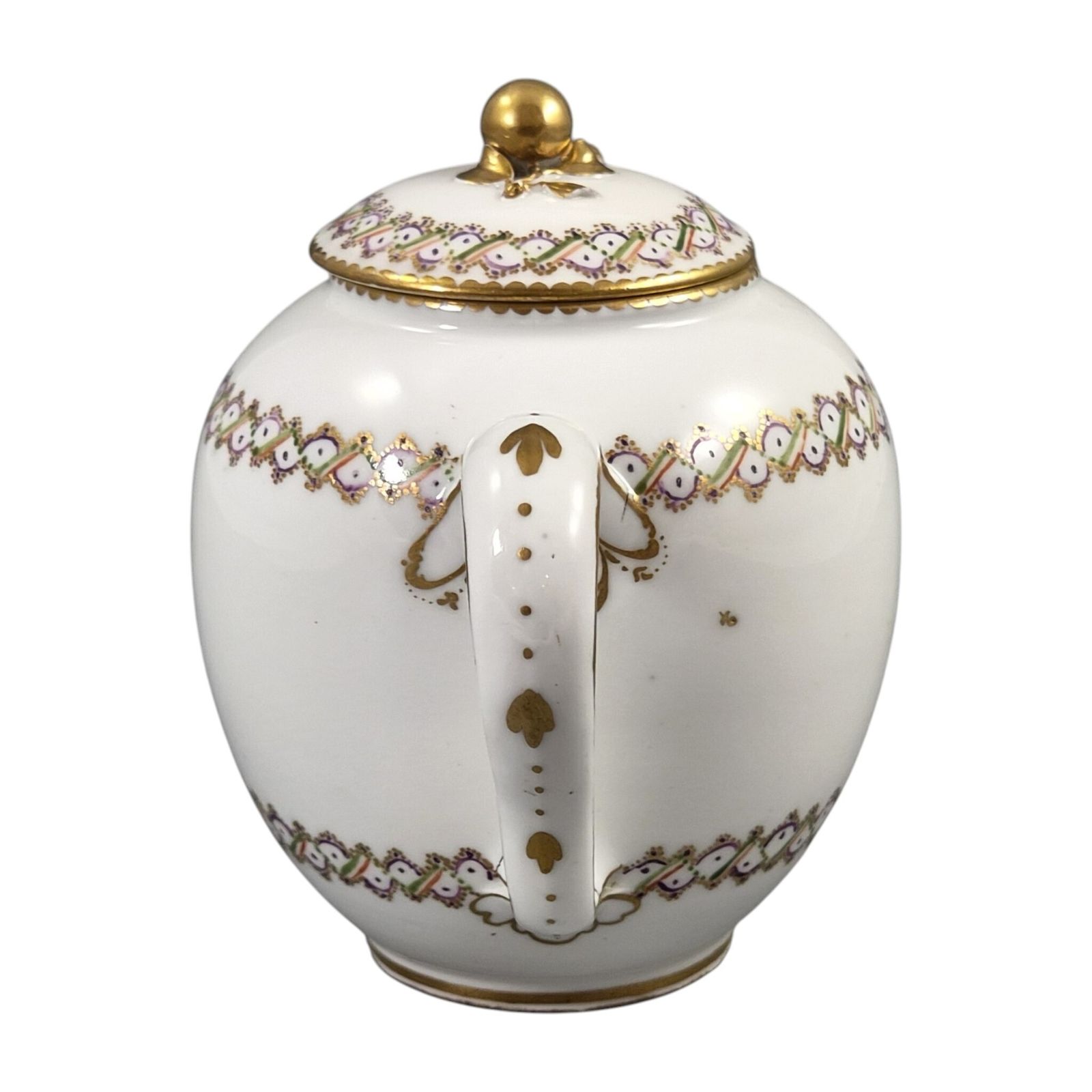 Royal Sèvres Louis XVI Porseleinen Theepot, Théière Calabre, Frankrijk, ca. 1788 photo vintage