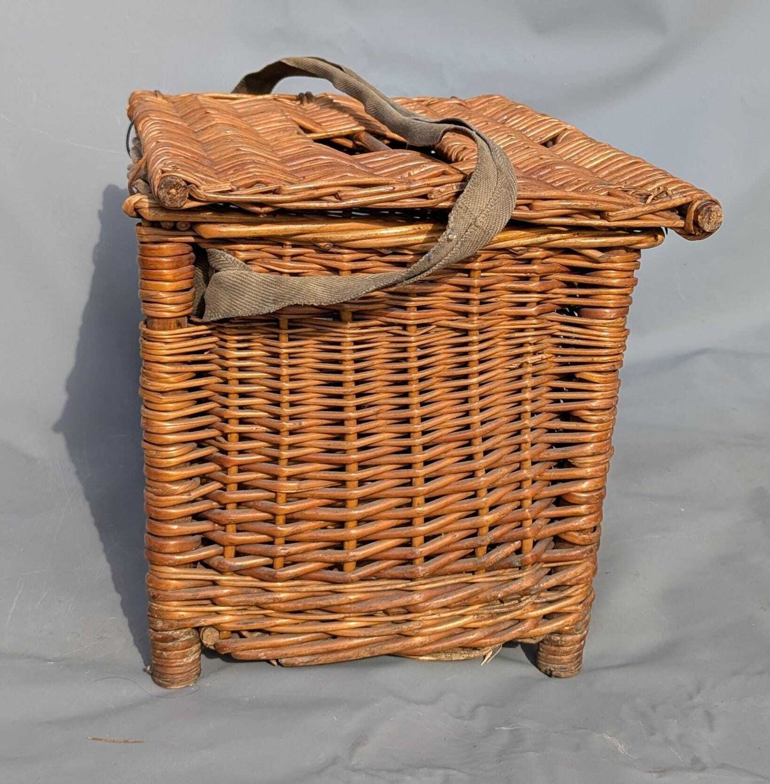 Vintage rieten visvleet, mand photo Woonaccessoires