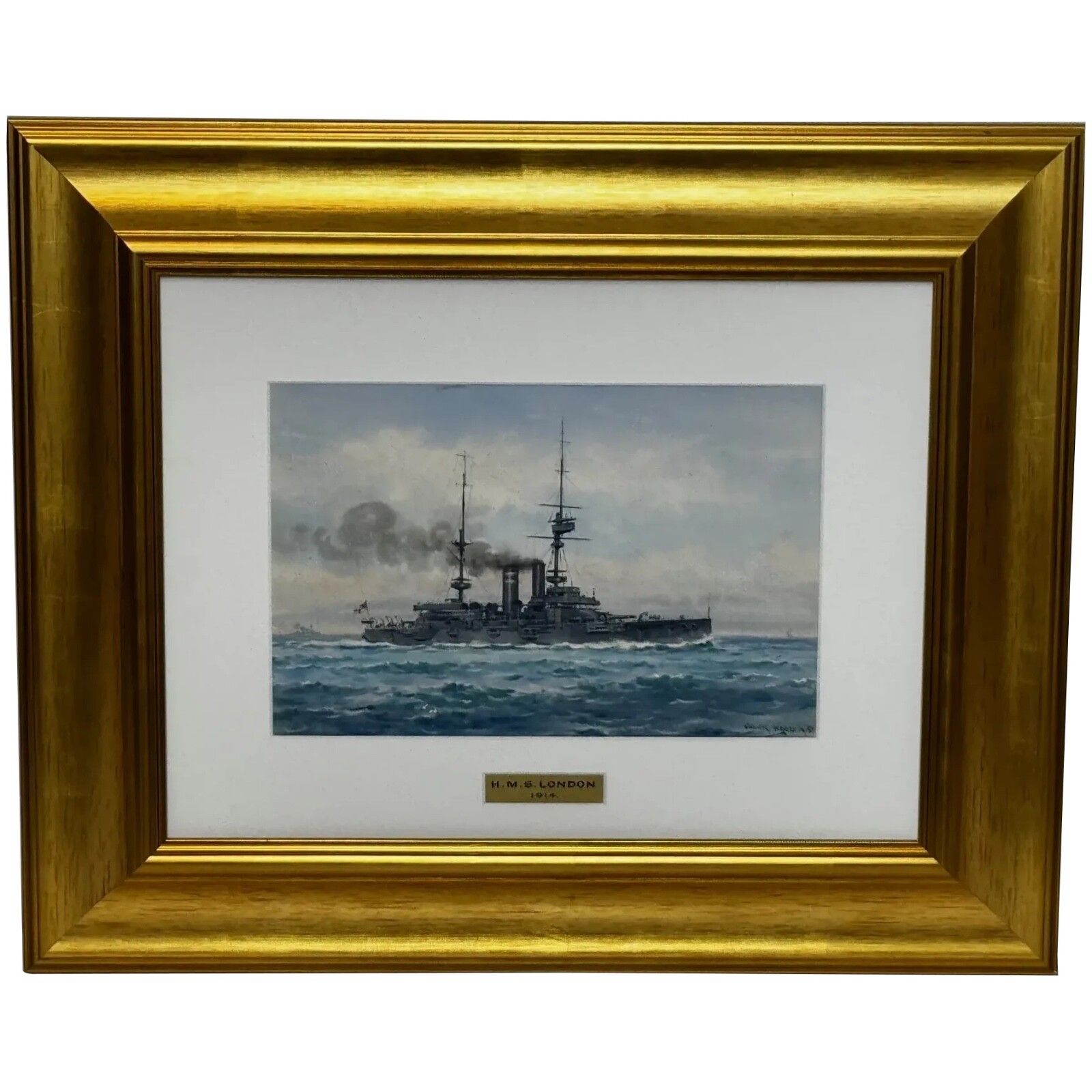 Frank Watson Wood, HMS London 1914, WW1, Royal Navy, aquarel, ca. 1915