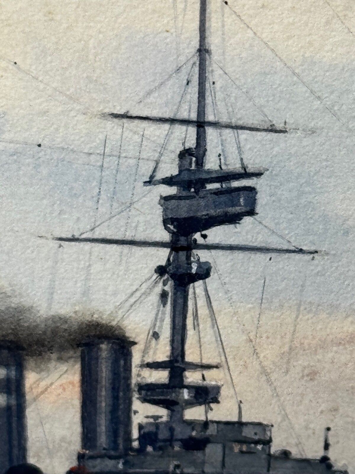Frank Watson Wood, HMS London 1914, WW1, Royal Navy, aquarel, ca. 1915 photo vintage