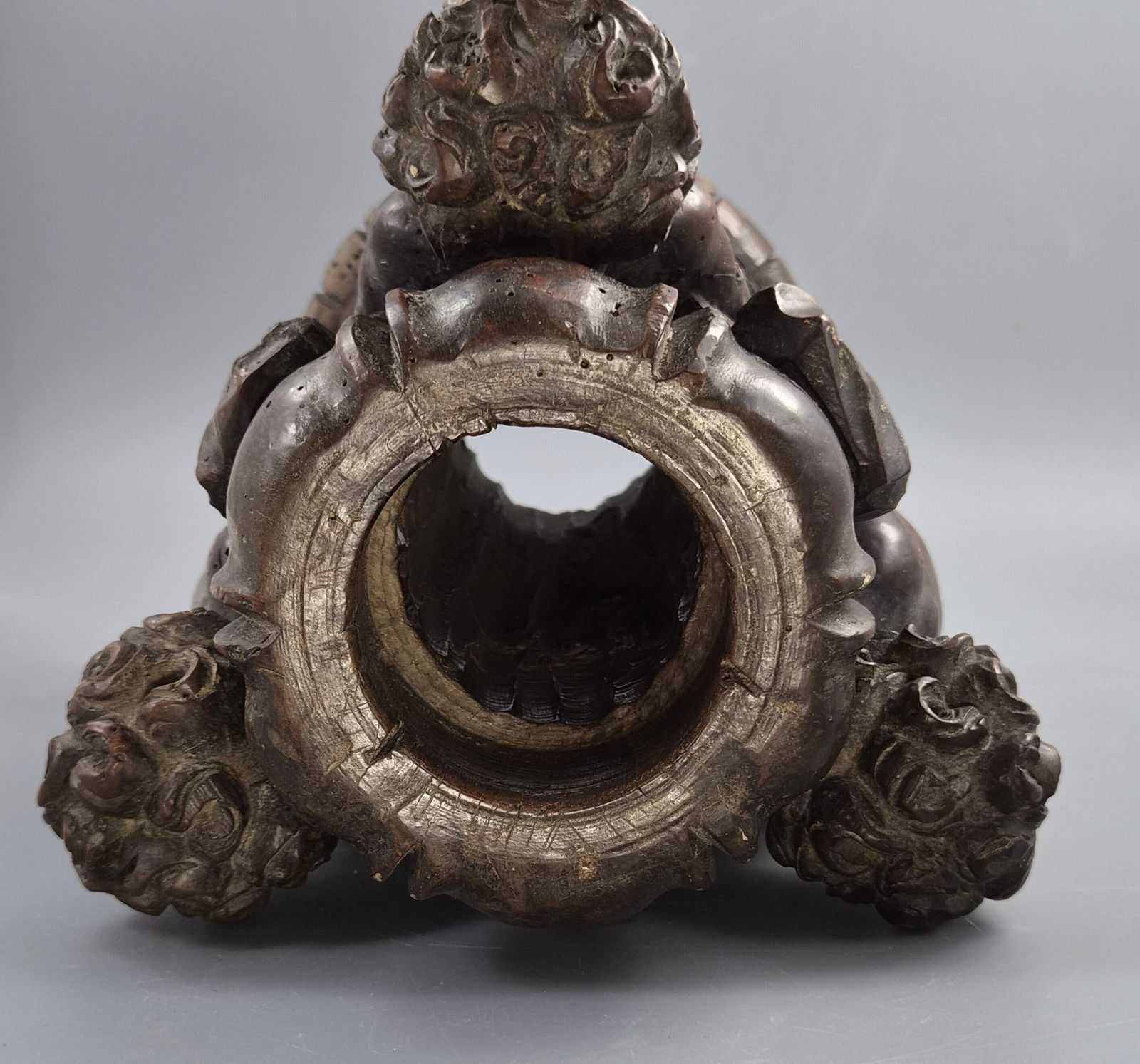 photo furniture Italian Baroque Carved Walnut Torchiere Base, Three Putti, Venetian, 17th 18th Century
