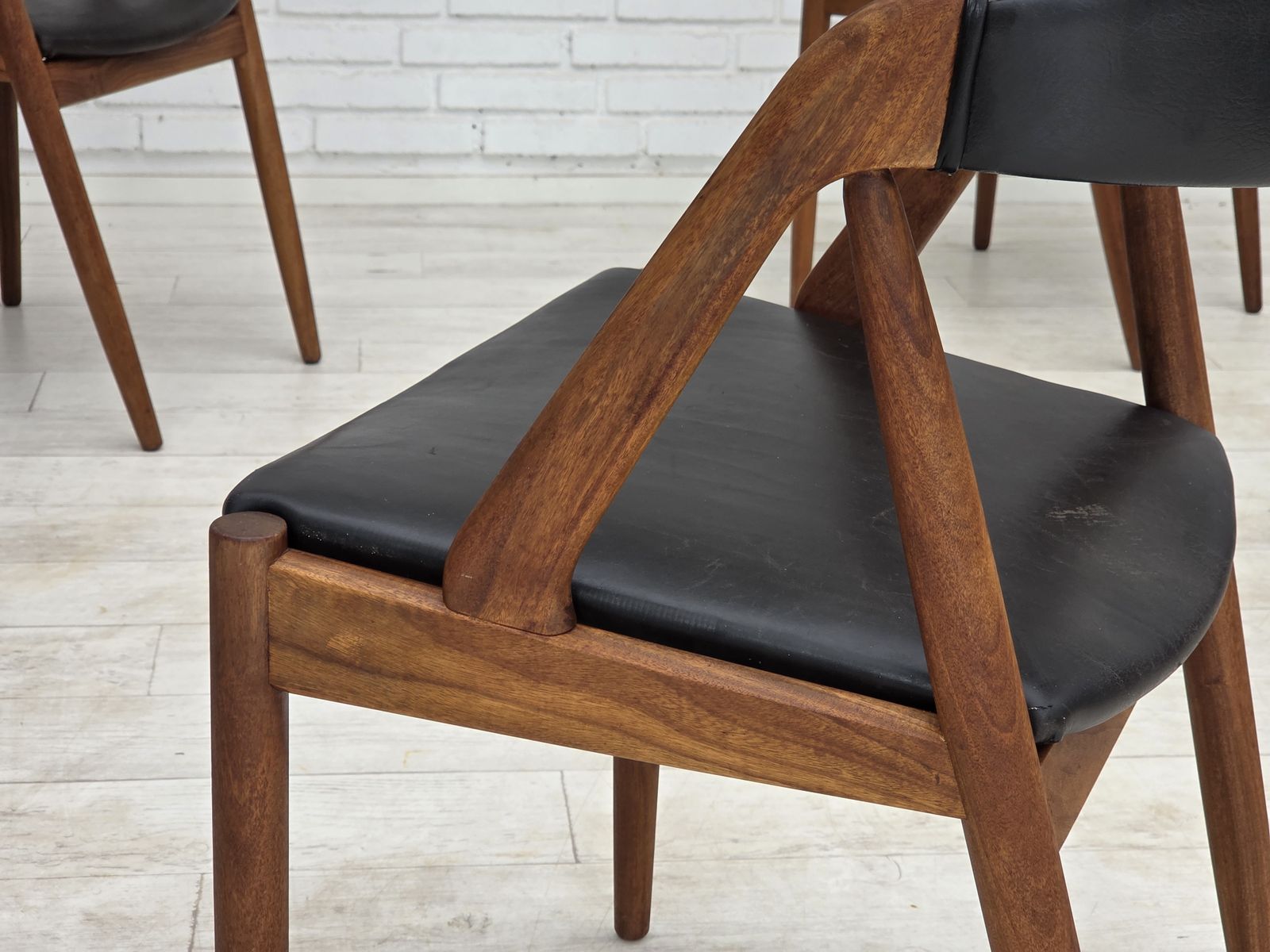 1960s, Danish Design By Kai Kristensen, Set Of 4 Armchairs, Leather, Teak Wood. photo 1795.0