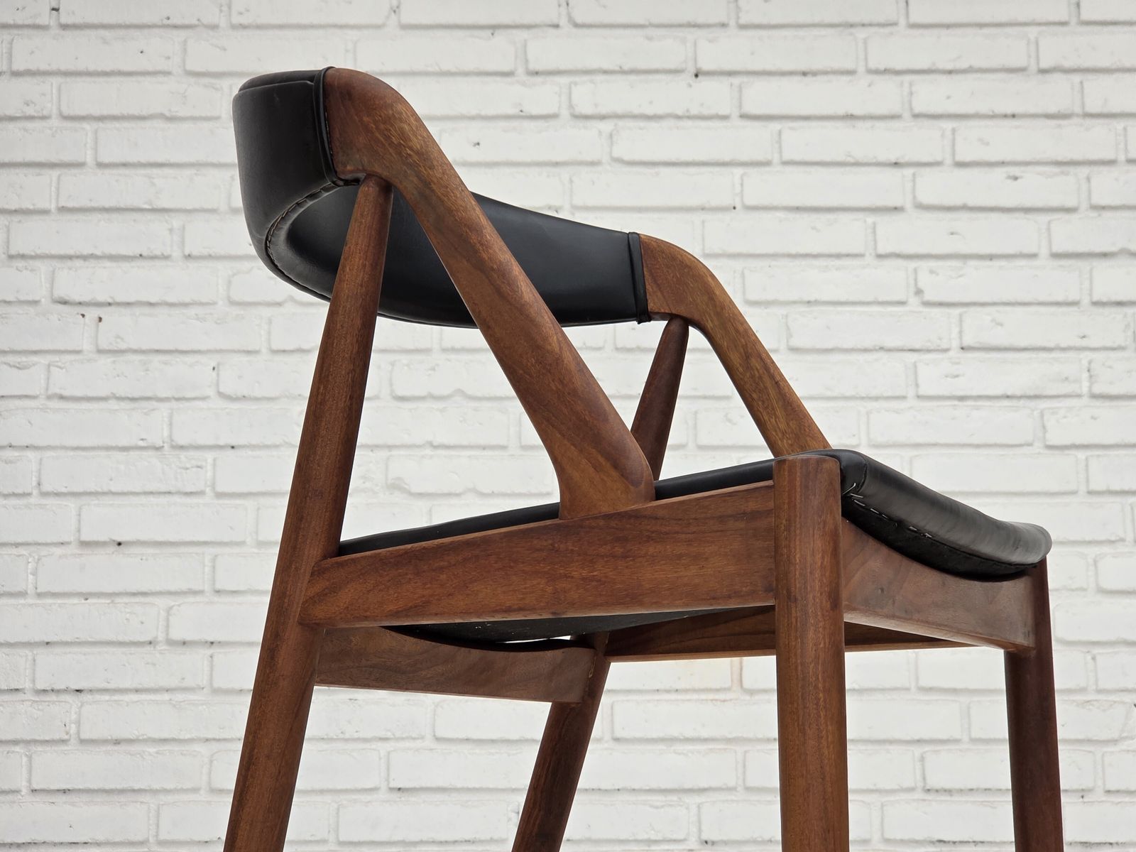 1960s, Danish Design By Kai Kristensen, Set Of 4 Armchairs, Leather, Teak Wood. photo vintage