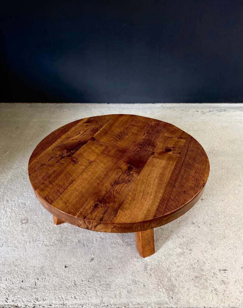 Brutalist Design Salontafel Massief Eiken, België ca. jaren 1960 photo vinterior
