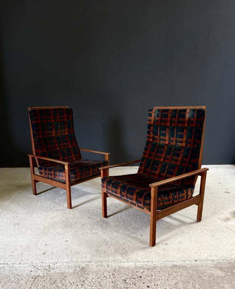 Midcentury Design Ebeniste verstelbare loungefauteuil set, jaren 1960, België photo vintage