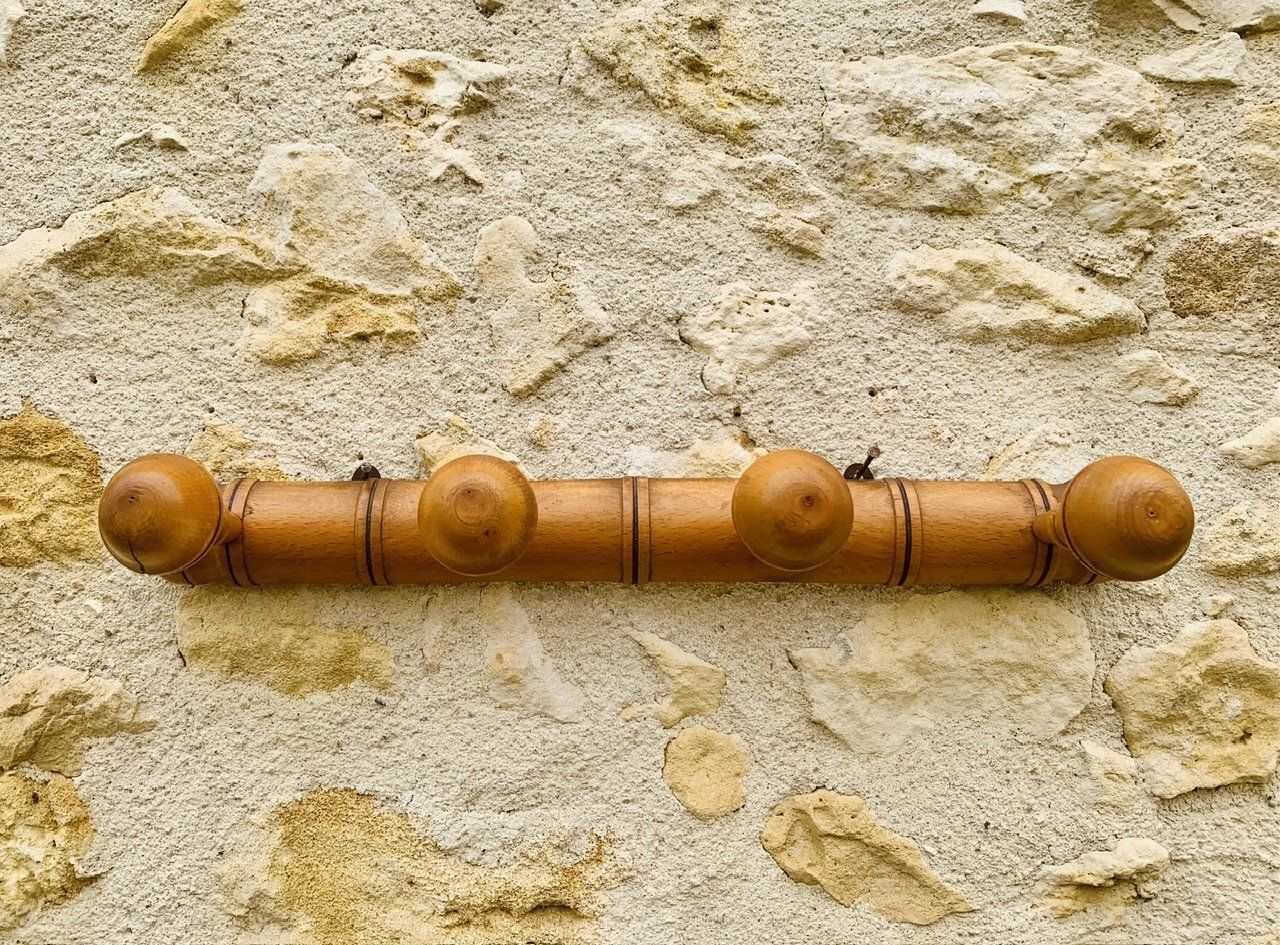 Mid Century Faux Bamboo Wall Mount Coat Rack, 1950s photo furniture