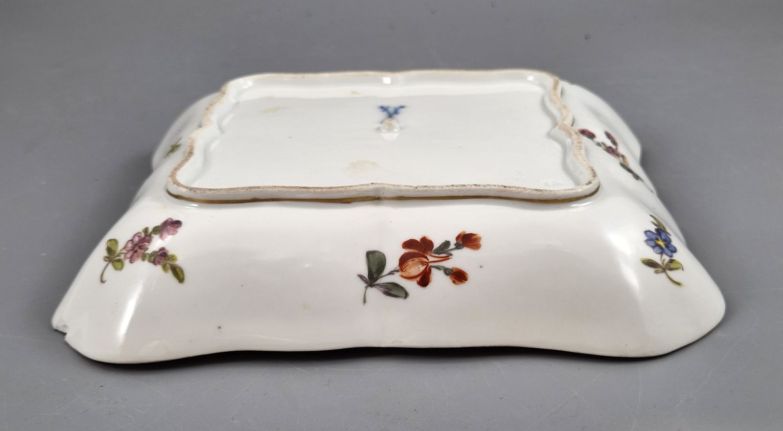 photo for sale Meissen Porcelain Square Dish, Watteau Scenes And Black Ground, C.1850 1870