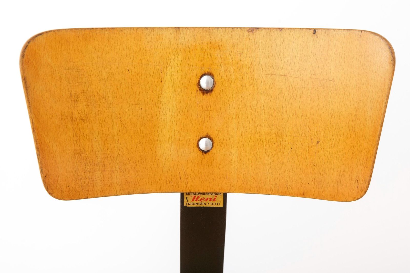 Industriële draaistoel van Heni Duitsland, jaren 1950, Bauhaus werkplaatsstoel, vintage beukenhout en metaal tekenstoel, verstelbare zitting photo for sale