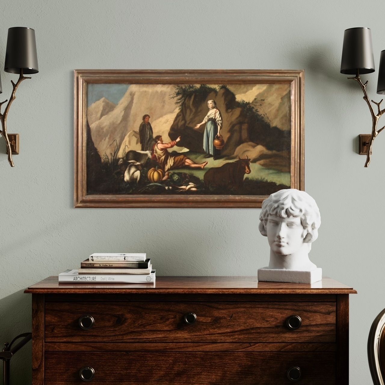 photo vintage Scène pastorale d'époque, XVIIIe siècle