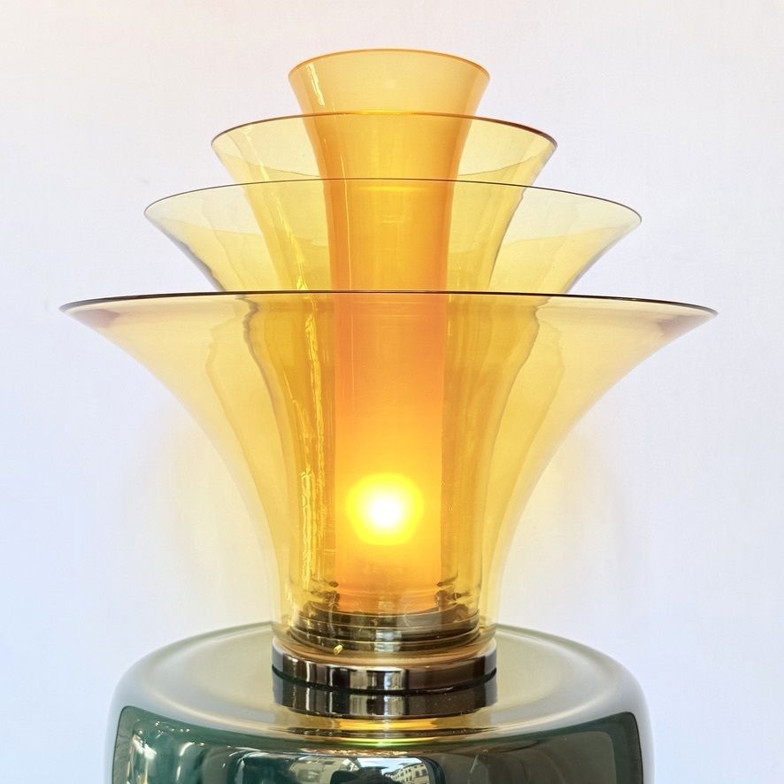 Late 20th Century Bronzed Brass And Yellow Murano Glass Table Lamp photo furniture