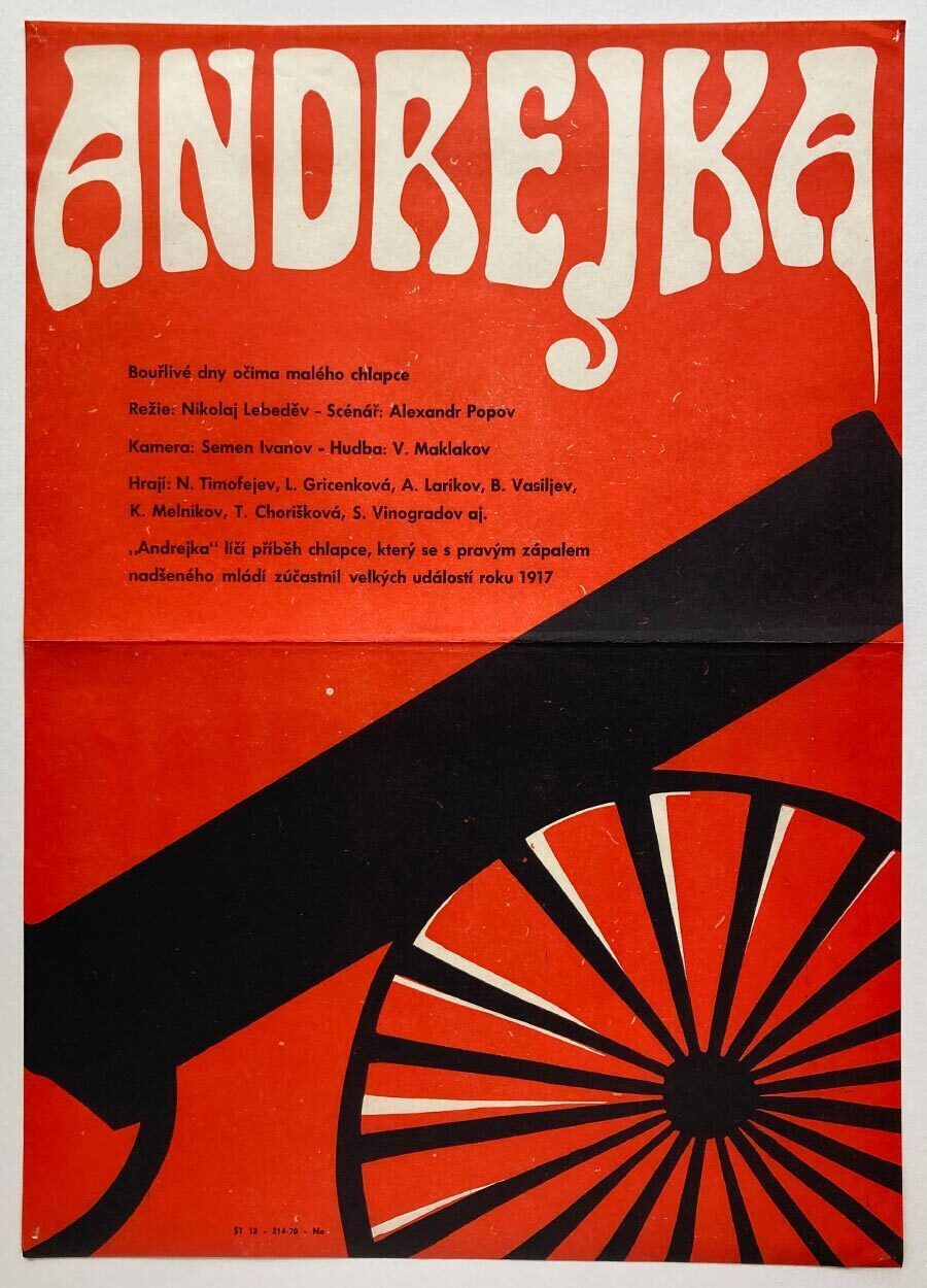 Affiche de cinéma vintage, Andreyka, artiste inconnu, 1970, design tchèque d'époque