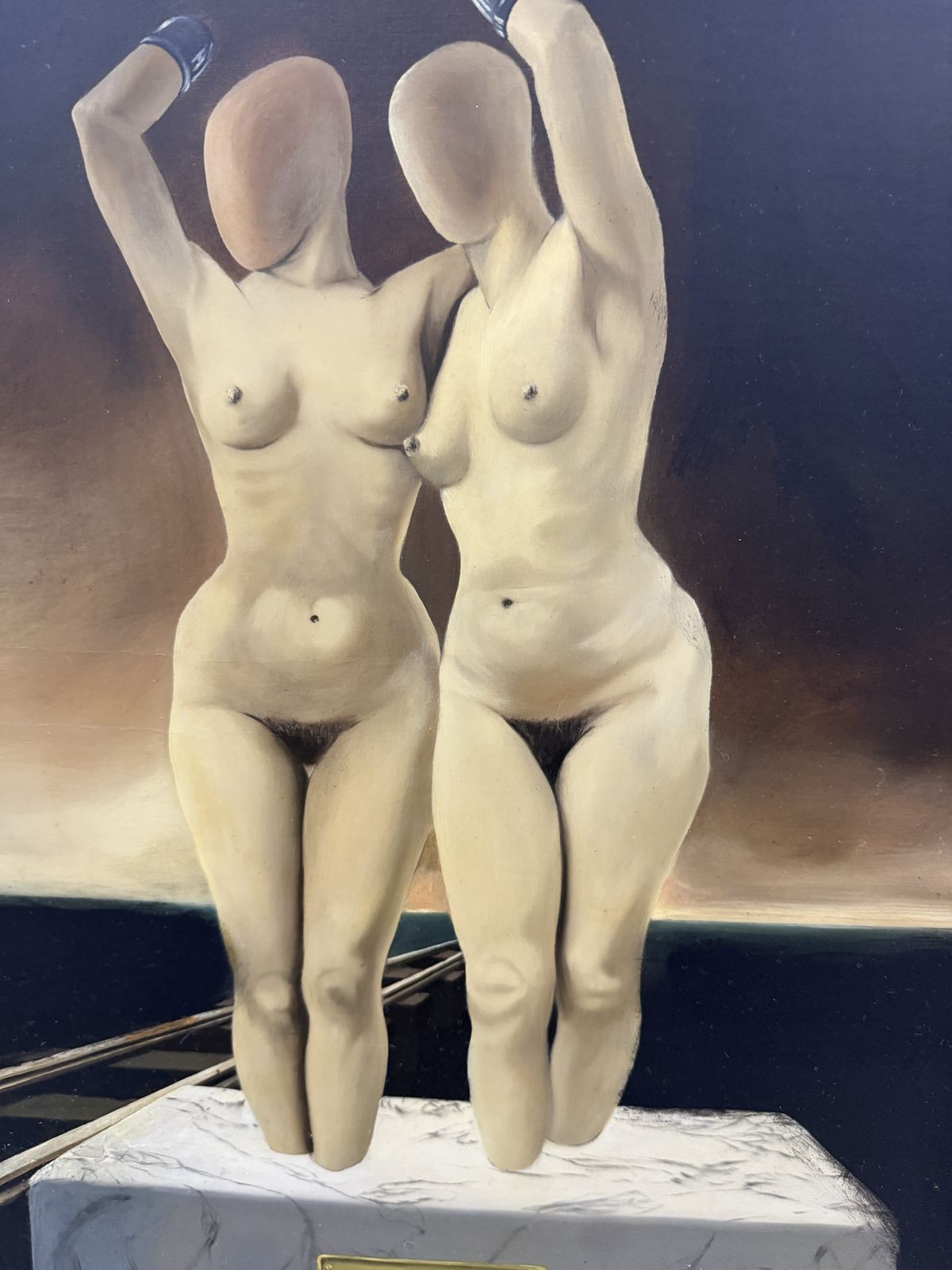 Francesc Vilaplana, Figures nues surréalistes et métaphysiques à la chrysalide, peinture à l'huile sur toile espagnole, années 1970 photo 1200.0