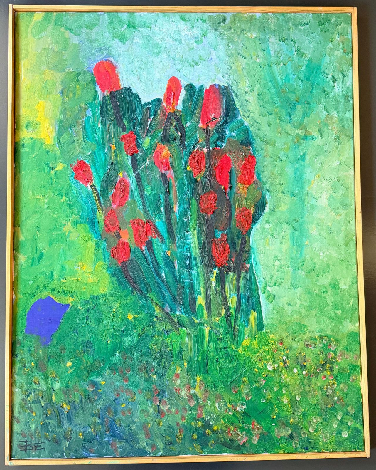 Poppies. Very Large Vintage Oil Painting By Bo Ernfrid.
