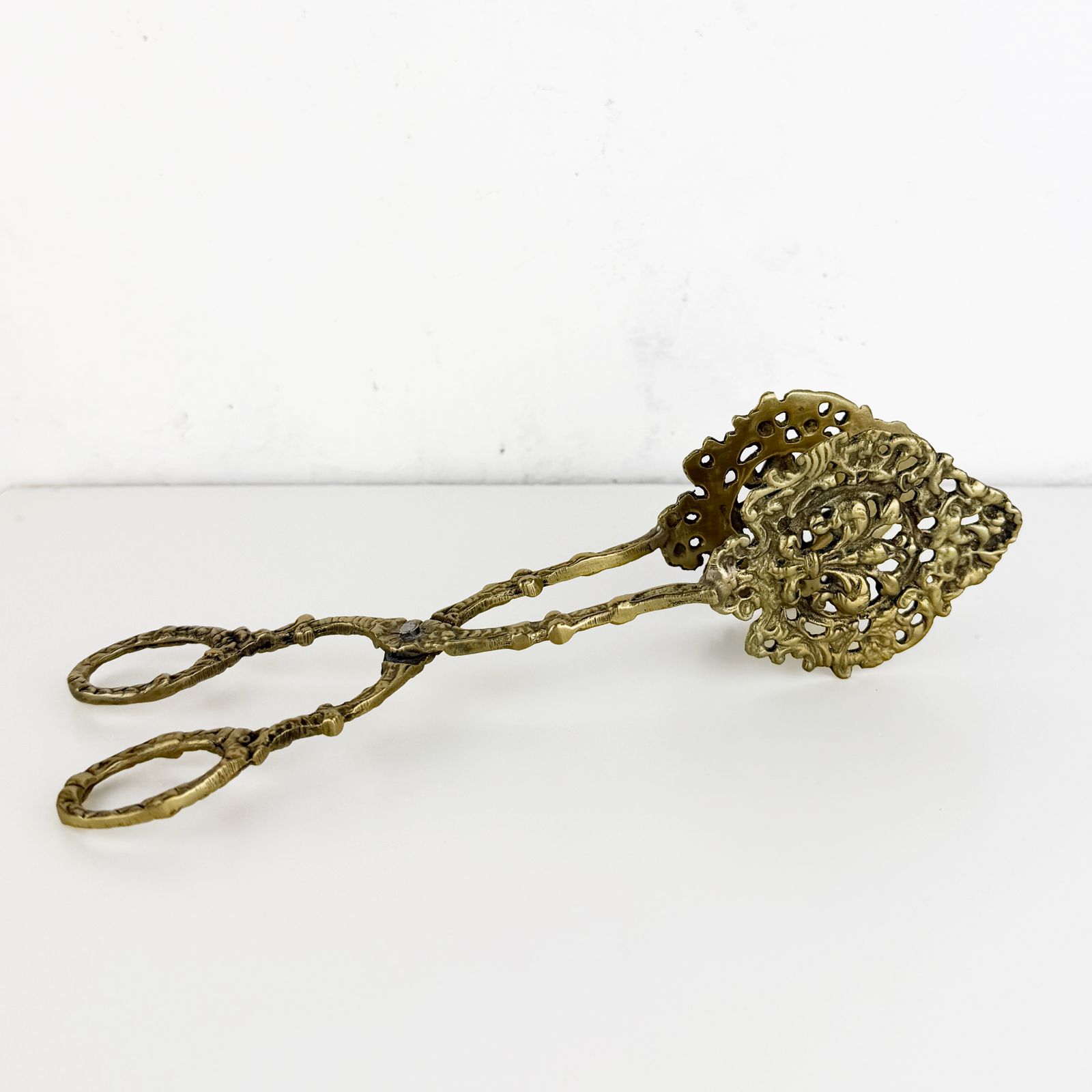 Vintage Florentine Lily Serving Tongs, Rare Collectible Italian Brass Pastry Tongs photo furniture