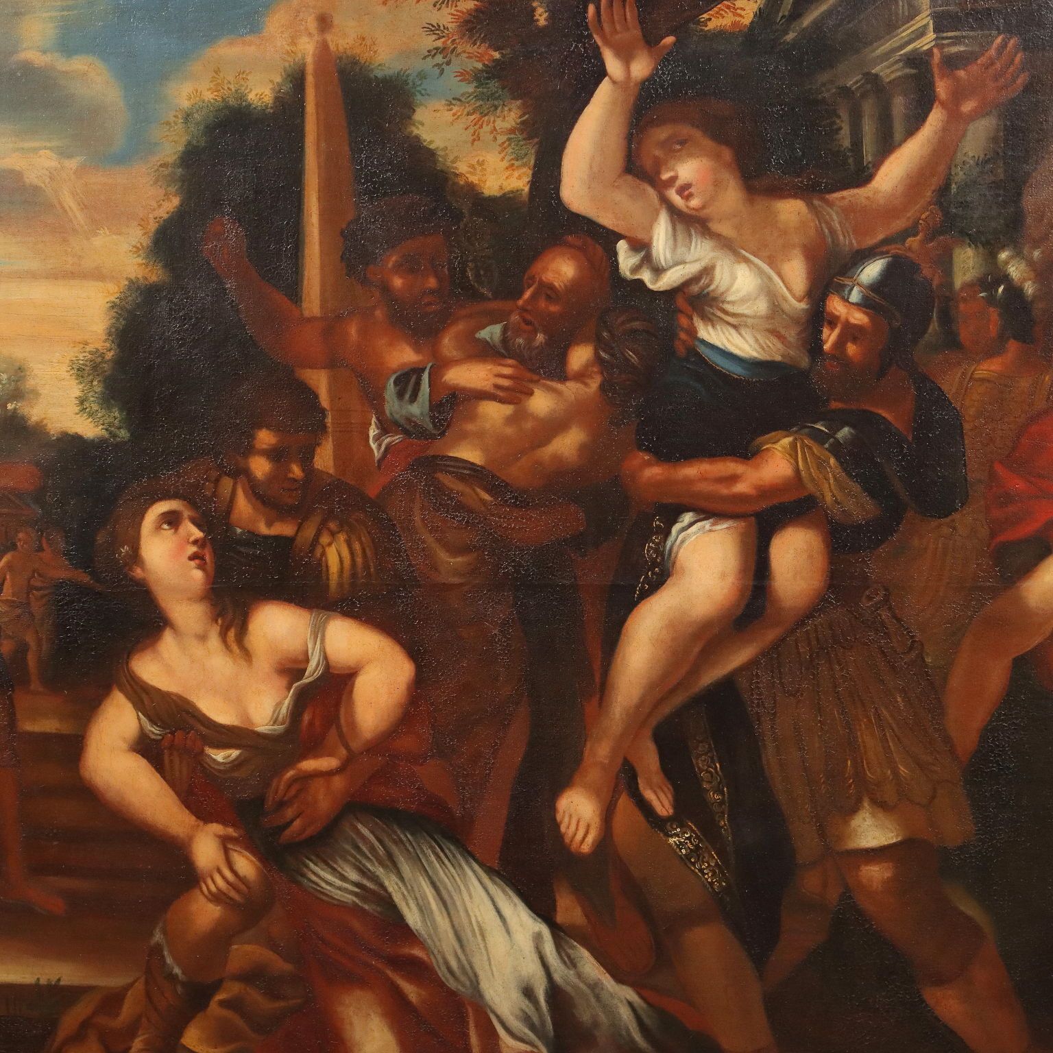 Antique Painting '600 The Rape Of The Sabine Oil On Canvas Framed photo for sale