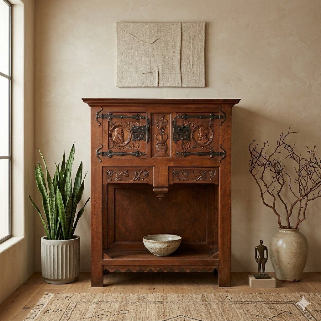 Armoire néo-Renaissance en hêtre, Italie, XXe siècle photo furniture