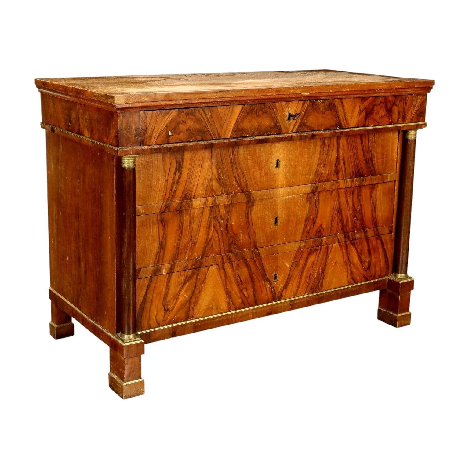 Empire Chest Of Drawers Walnut Poplar Bronze XIX Century
