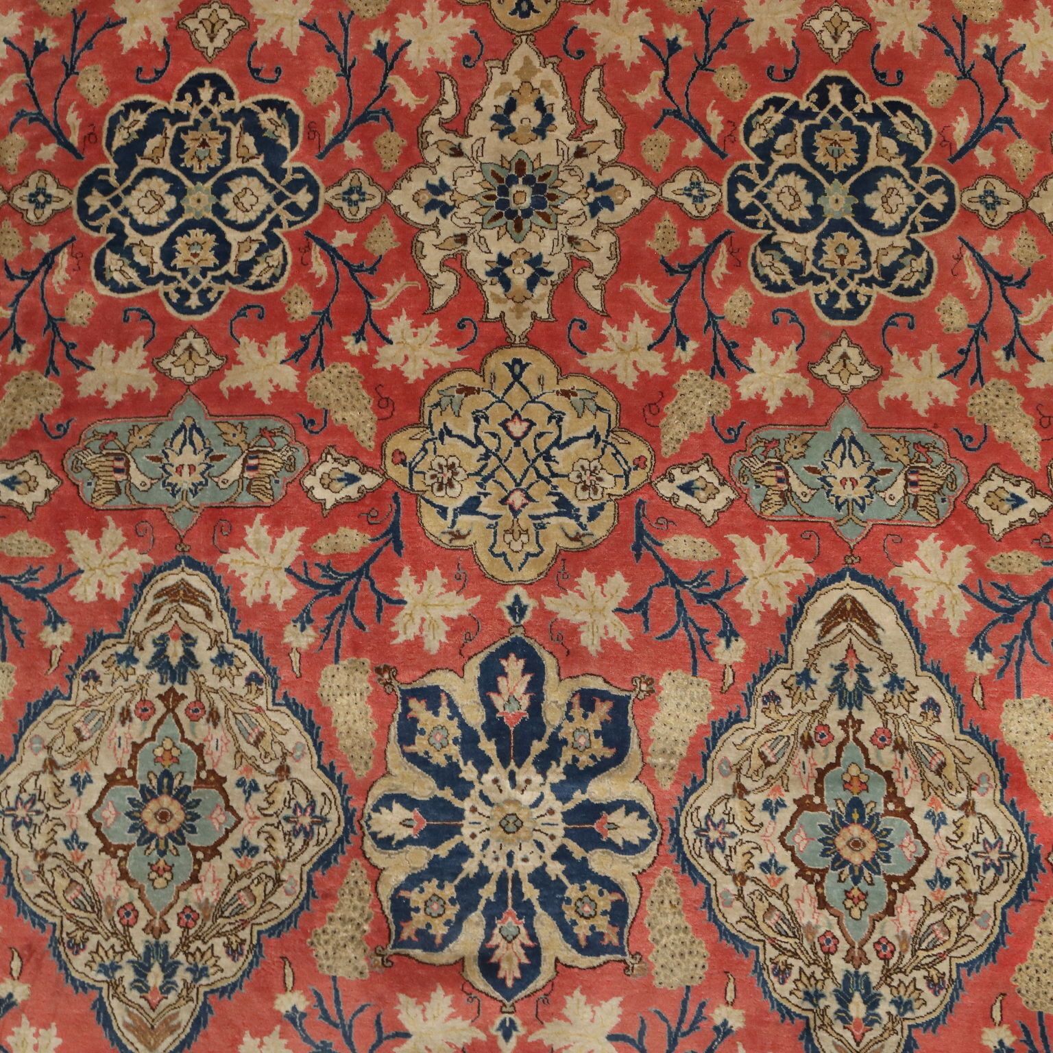 Antiek Aziatisch tapijt katoen wol extra fijn geknoopt 139 x 94 cm photo Textiel