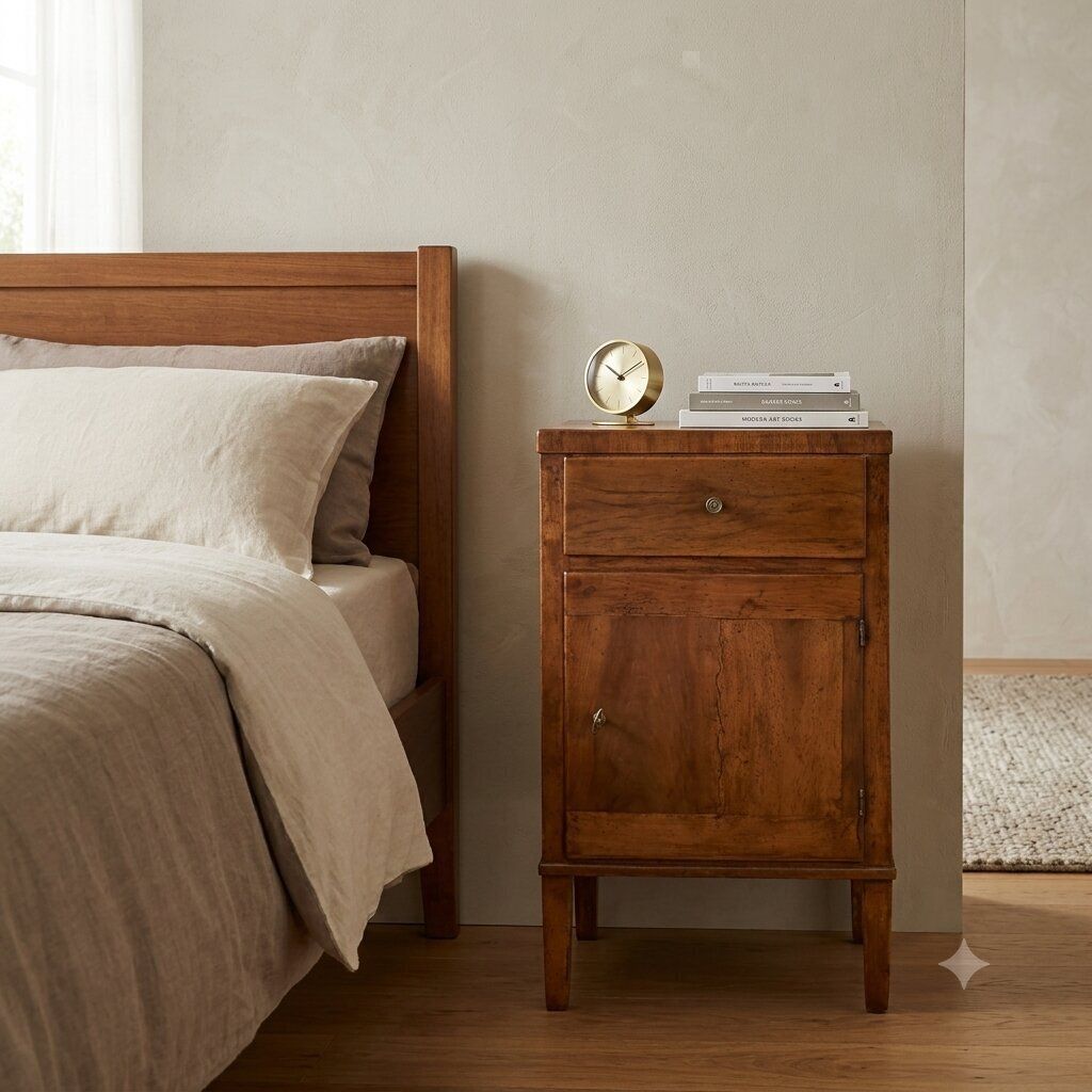 Nachtkastje Directoire Walnoot Brons 19e Eeuw photo furniture