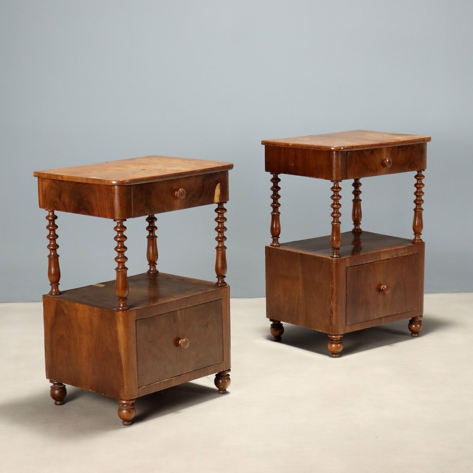 Nightstands Louis Philippe Walnut Italy XIX Century