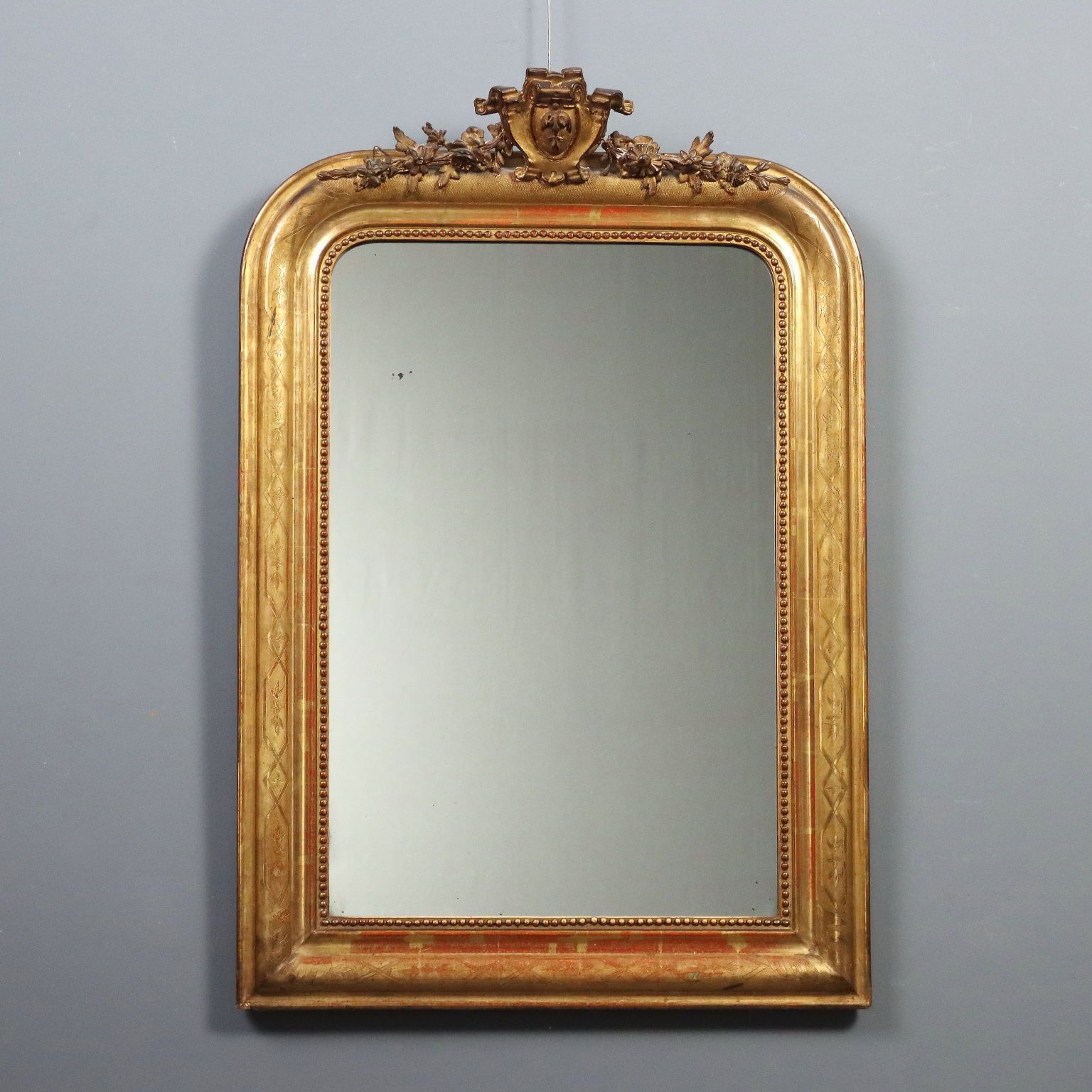 Antique Mirror Carved Gilded Wood Italy Late XIX Century