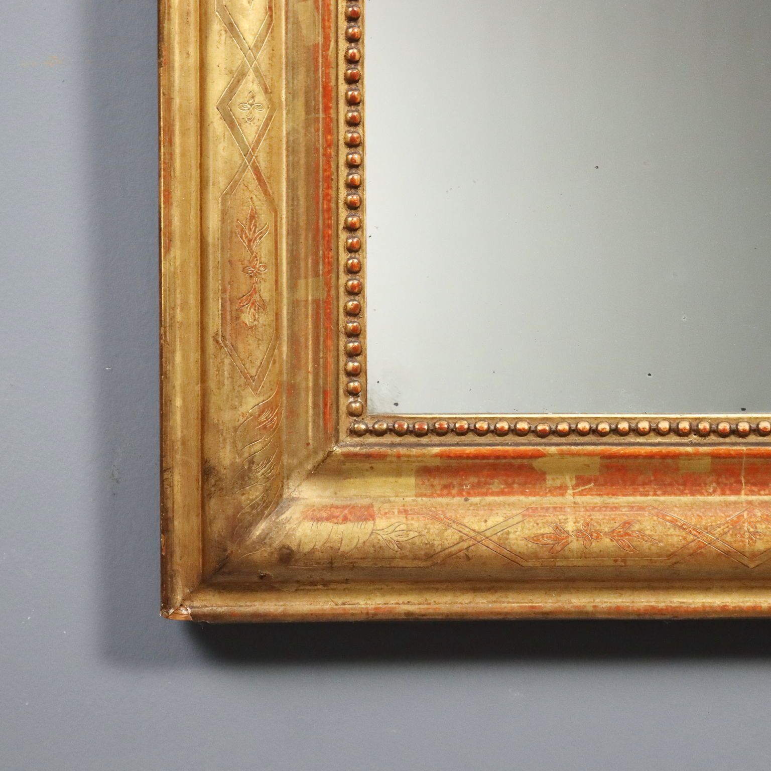Miroir d'époque en bois sculpté et doré, Italie, fin du XIXe siècle photo vintage