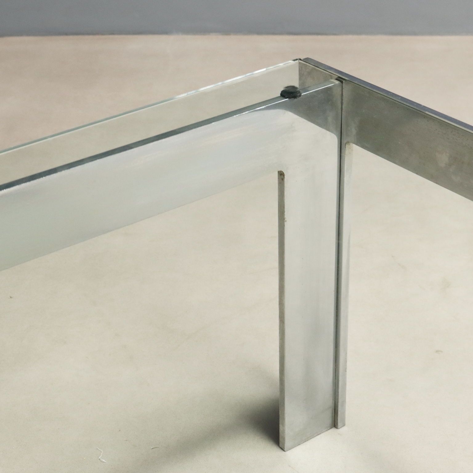 Vintage Coffee Table Metal Glass Design Italy 1970s photo vinterior