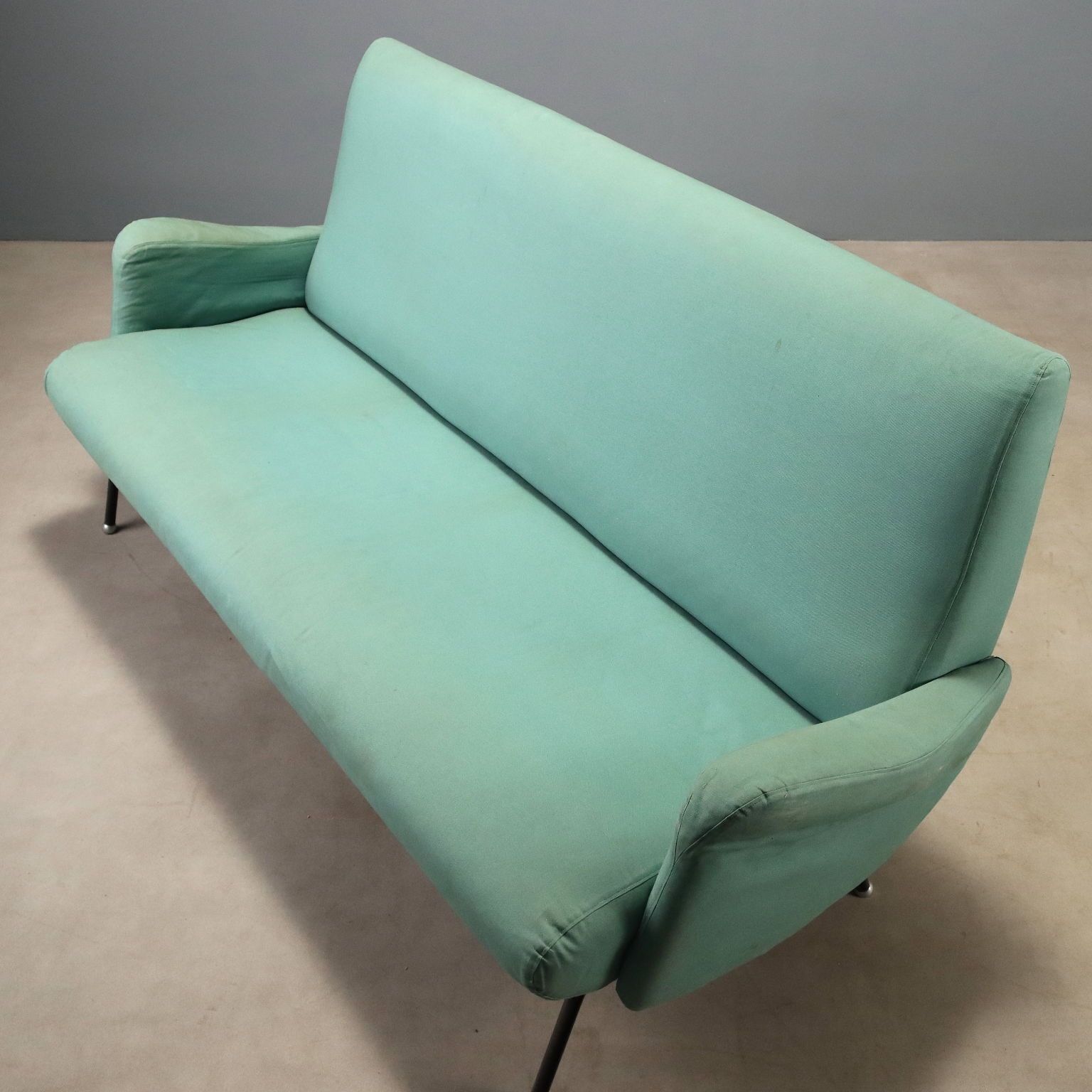 Vintage Foldable Sofa Fabric Metal Design Italy 1960s photo vinterior