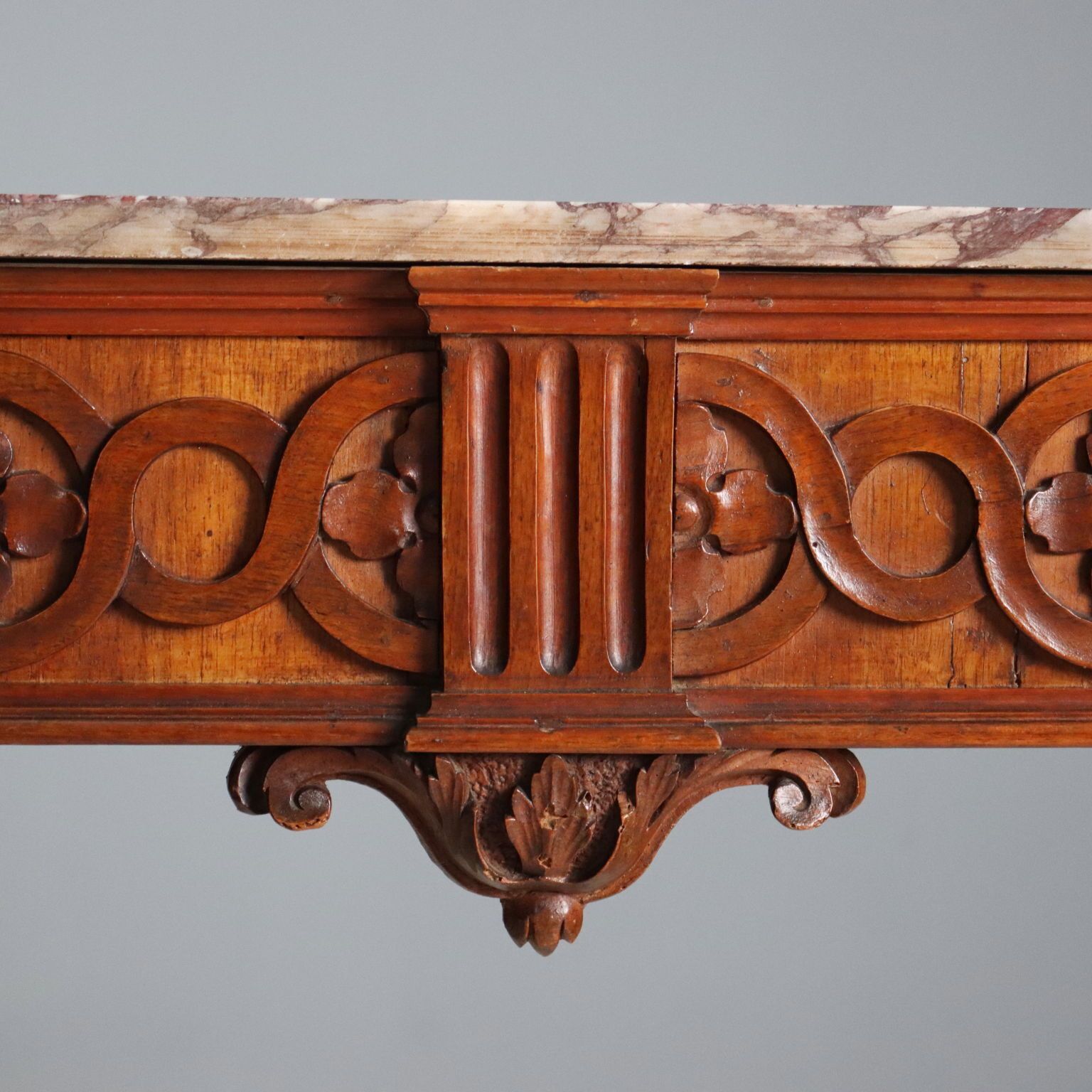 Console Neoclassisch Walnoot Marmeren Blad XVIII Eeuw photo for sale