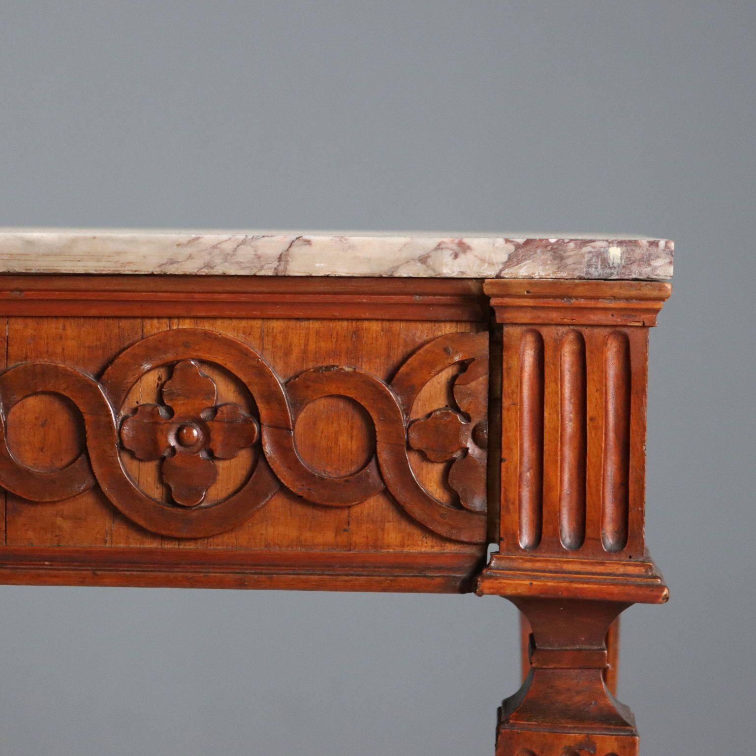Console Neoclassisch Walnoot Marmeren Blad XVIII Eeuw photo Meubels