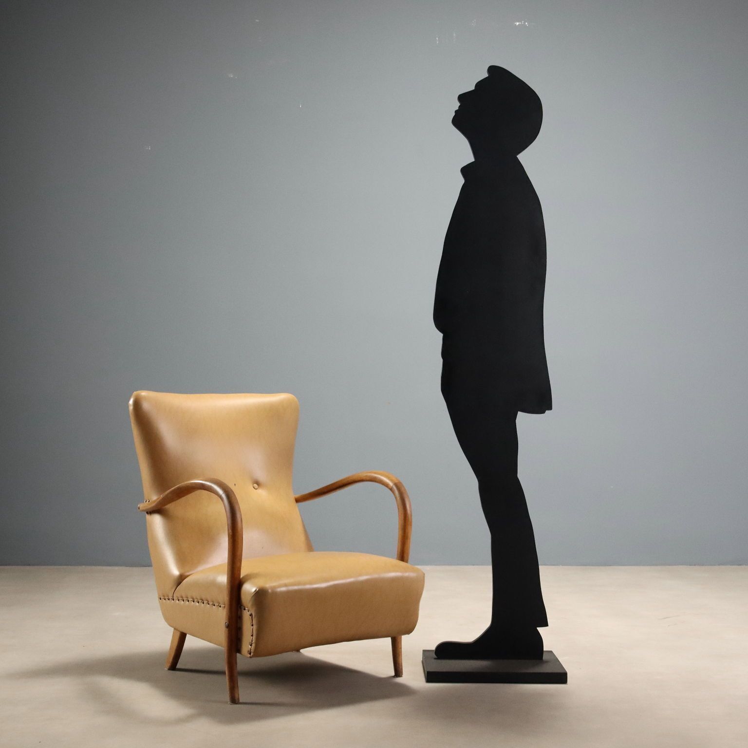 Vintage Armchair Beech Leatherette Foam Design Italy 1950s photo furniture