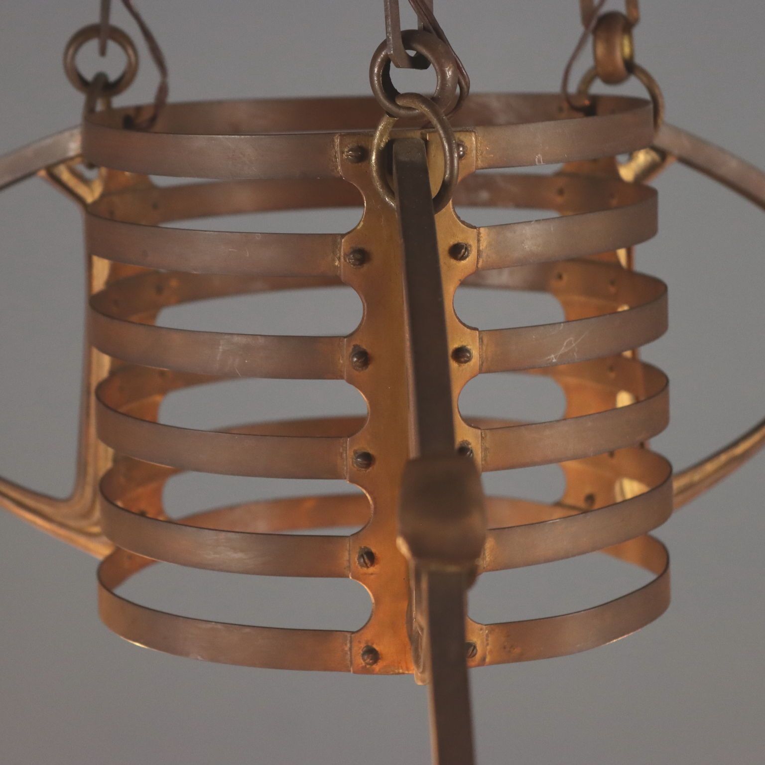 Hanglamp Art Nouveau Metaal Glas Italië Begin 20e Eeuw photo 670.0