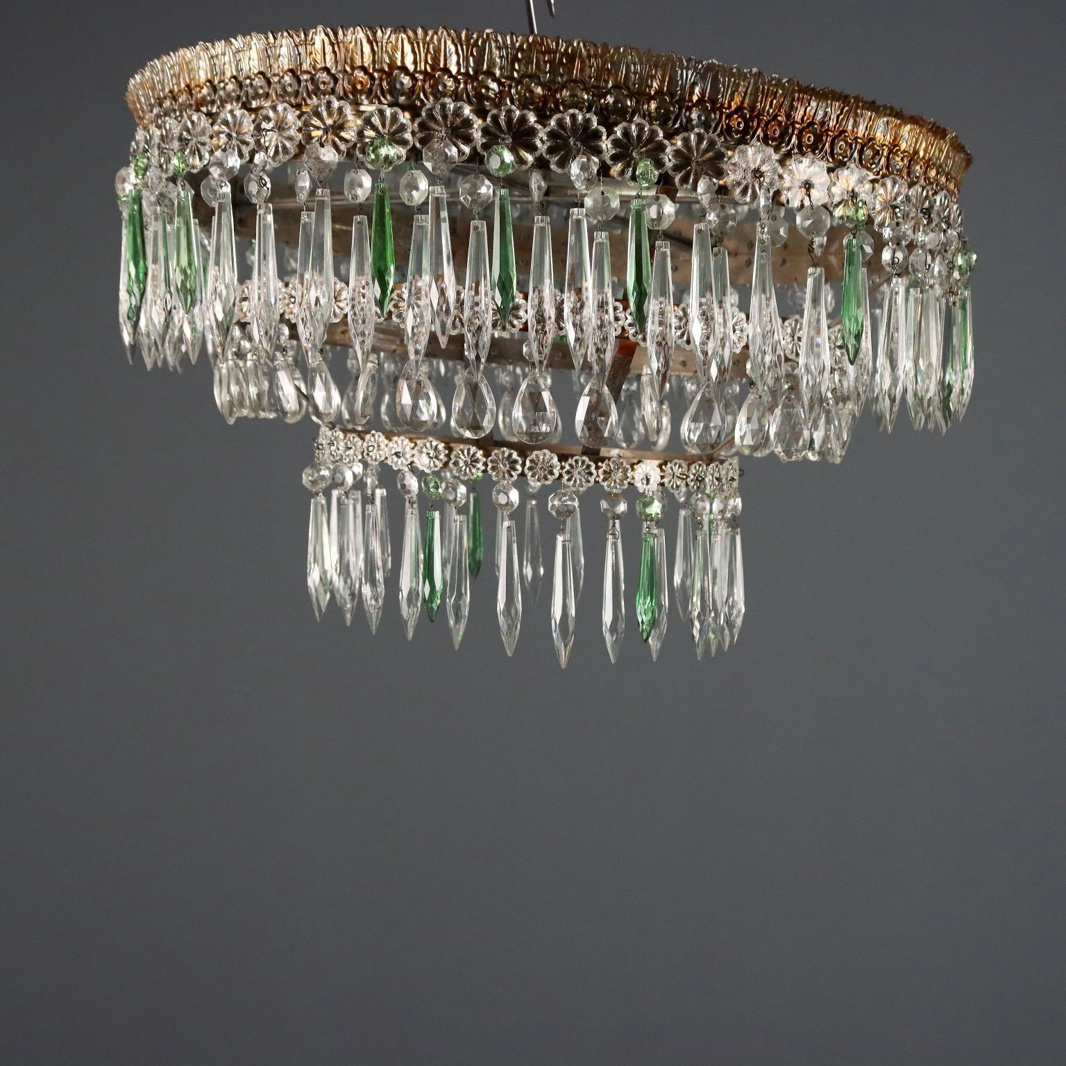 Chandelier Empire Style Iron Glass Italy XX Century photo for sale