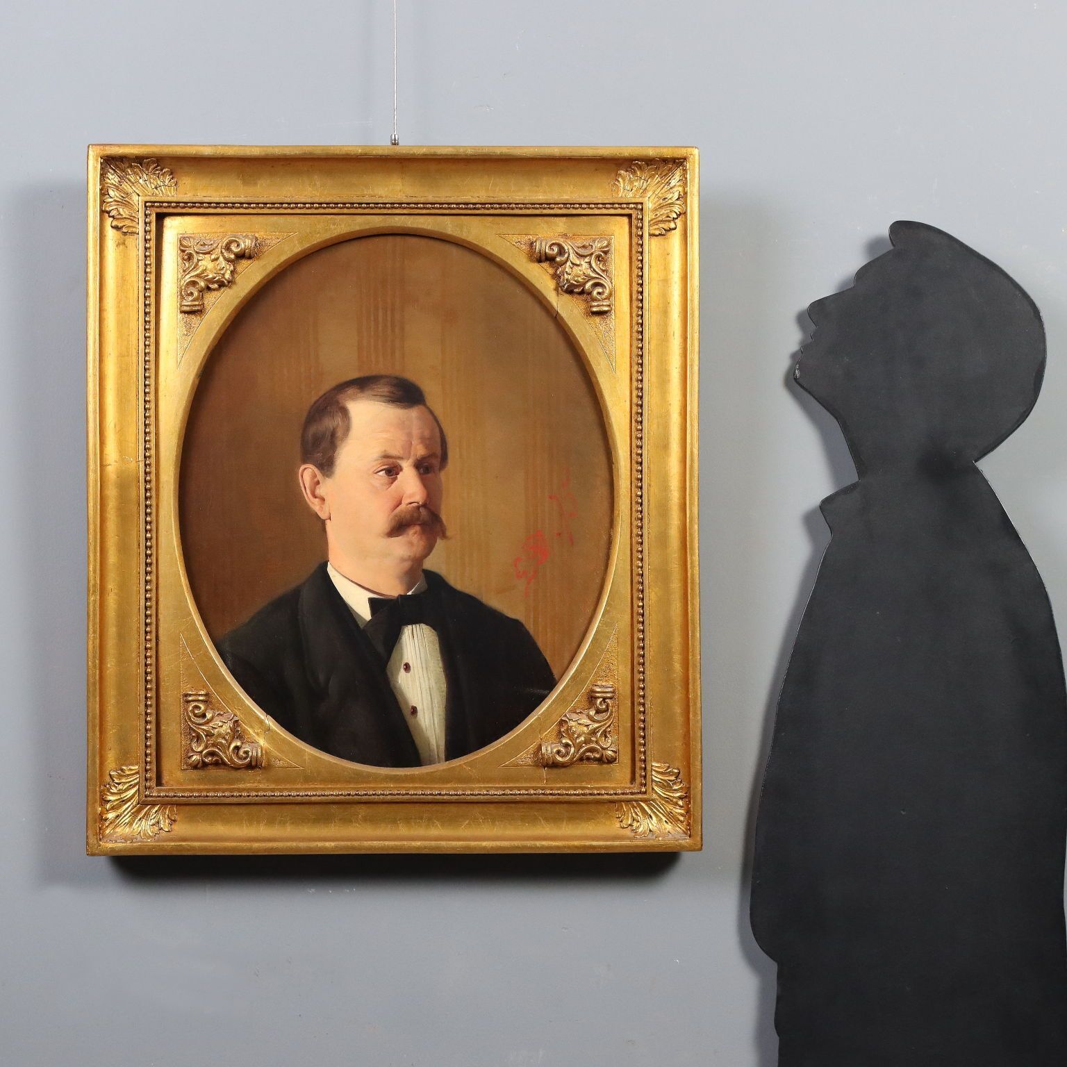 Antiek schilderij, mannelijk portret, olieverf op doek, Italië, 19e eeuw photo furniture